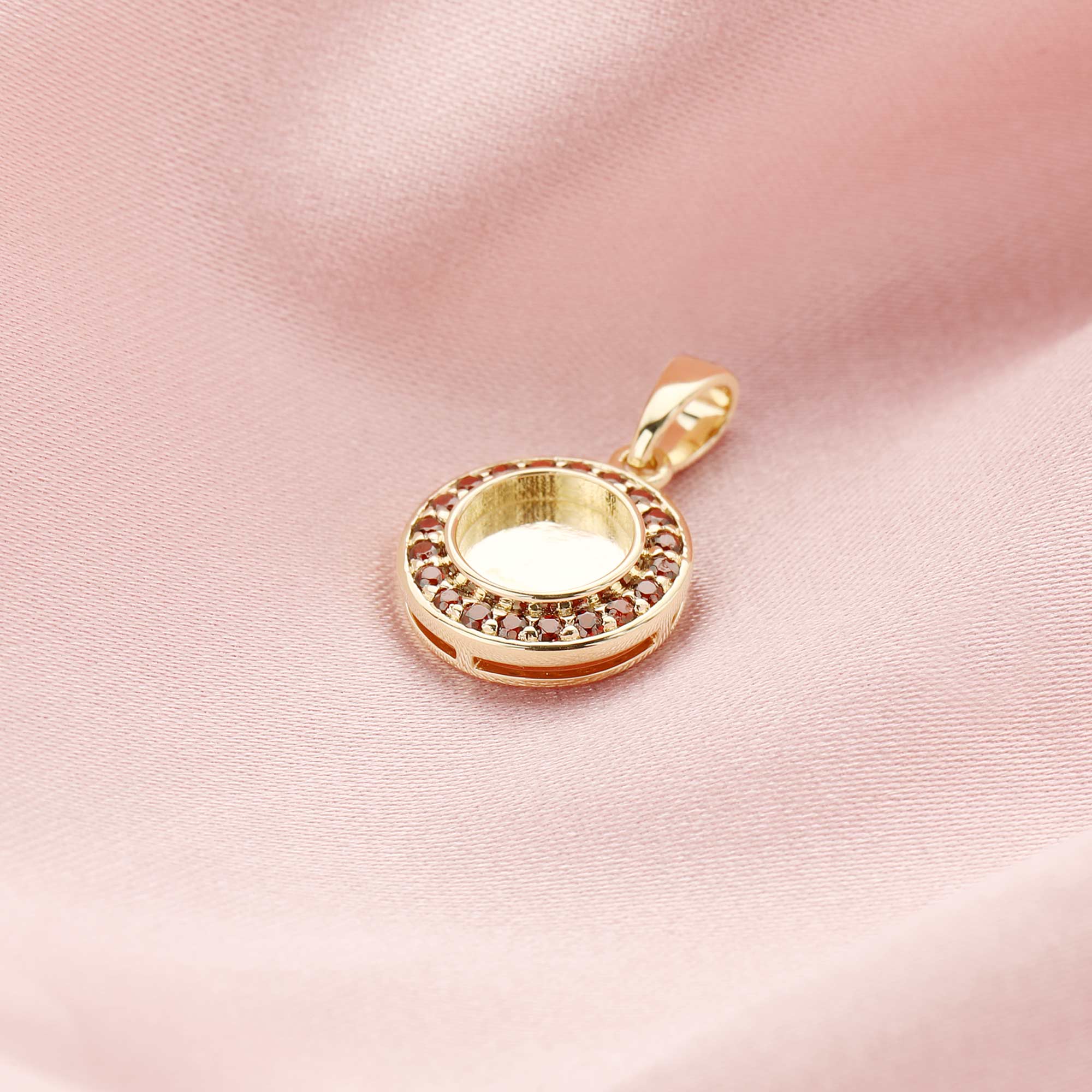 8MM Keepsake Breast Milk Round Pendant Bezel with Birthstone,Solid 14K 18K Gold Charm,Halo Birthstone Deco Charm,DIY Solid Back Charm Bezel For Resin 1411326 - Click Image to Close