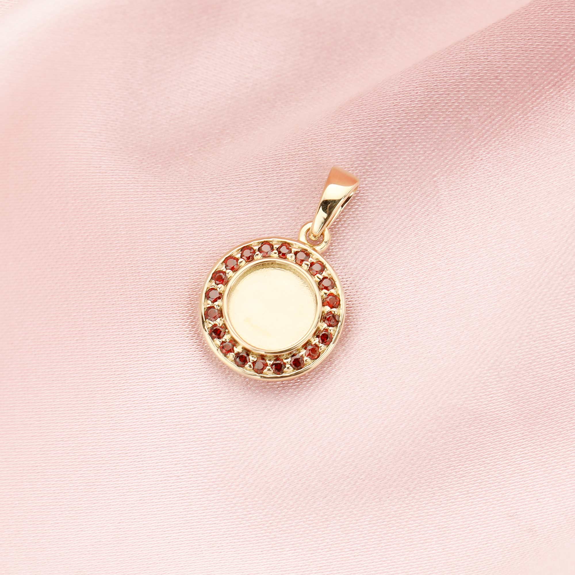 8MM Keepsake Breast Milk Round Pendant Bezel with Birthstone,Solid 14K 18K Gold Charm,Halo Birthstone Deco Charm,DIY Solid Back Charm Bezel For Resin 1411326 - Click Image to Close