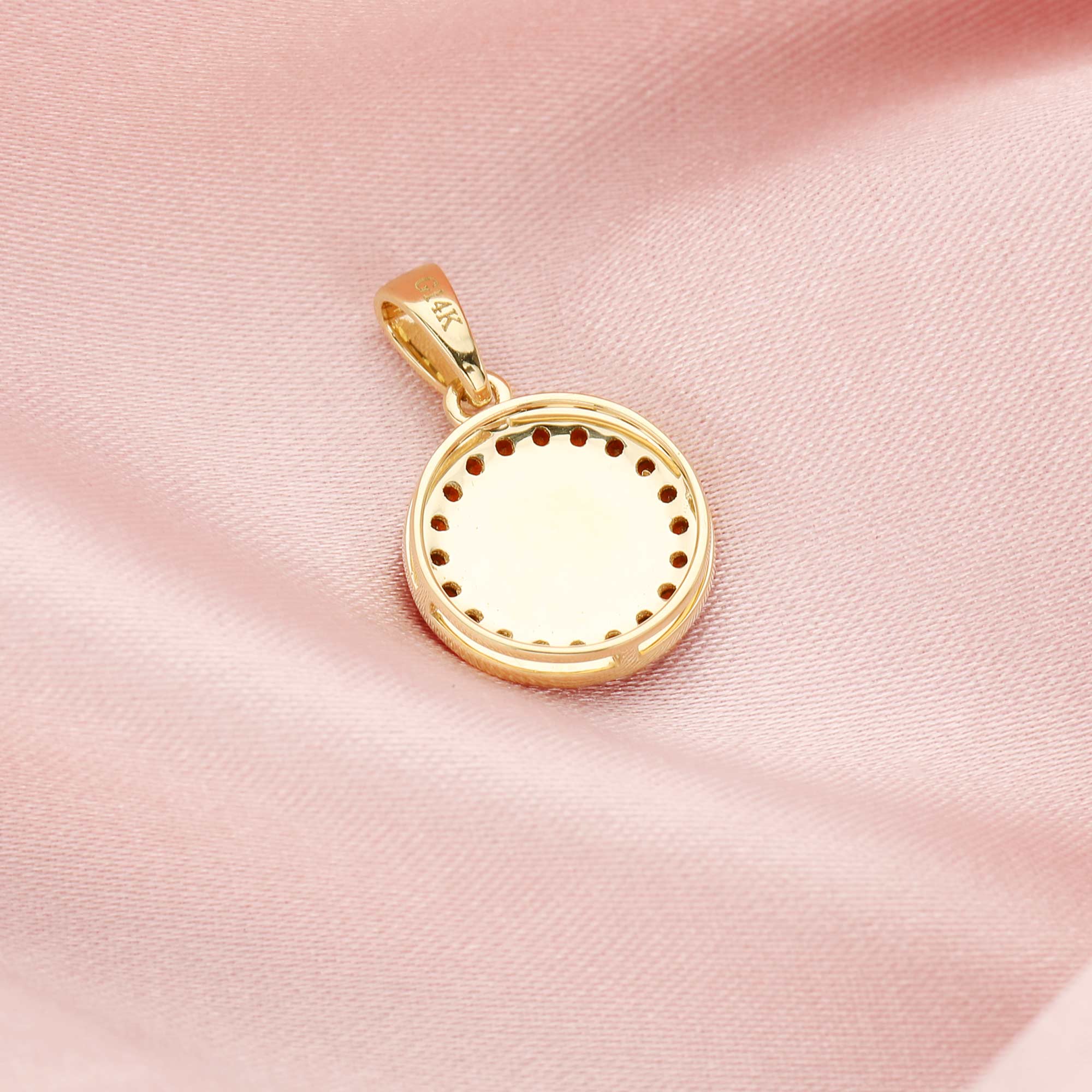 8MM Keepsake Breast Milk Round Pendant Bezel with Birthstone,Solid 14K 18K Gold Charm,Halo Birthstone Deco Charm,DIY Solid Back Charm Bezel For Resin 1411326 - Click Image to Close