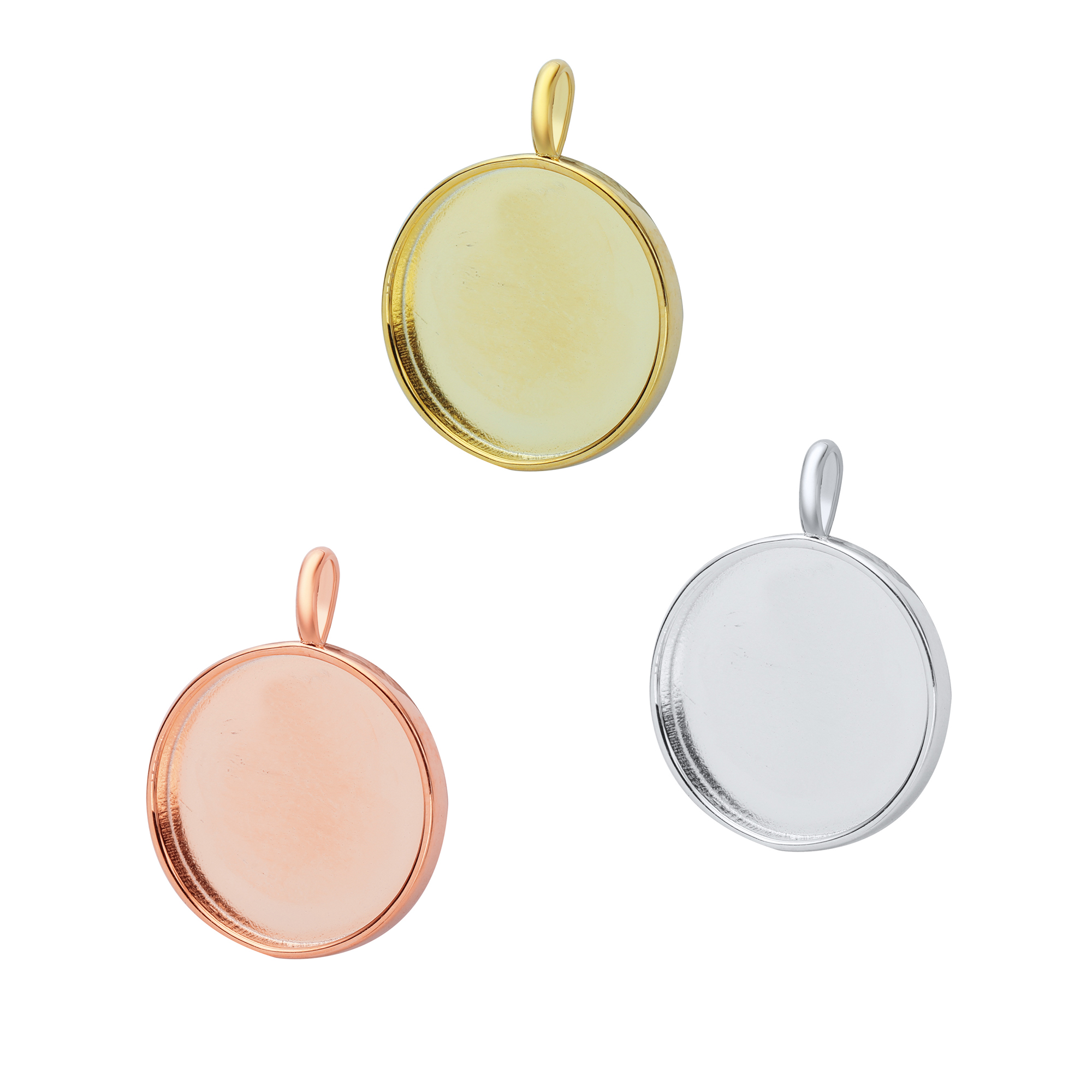 Keepsake Breast Milk Resin Round Solid Back Pendant Bezel Settings,Solid 925 Sterling Silver Rose Gold Plated Pendant,DIY Memory Jewelry 1411335 - Click Image to Close