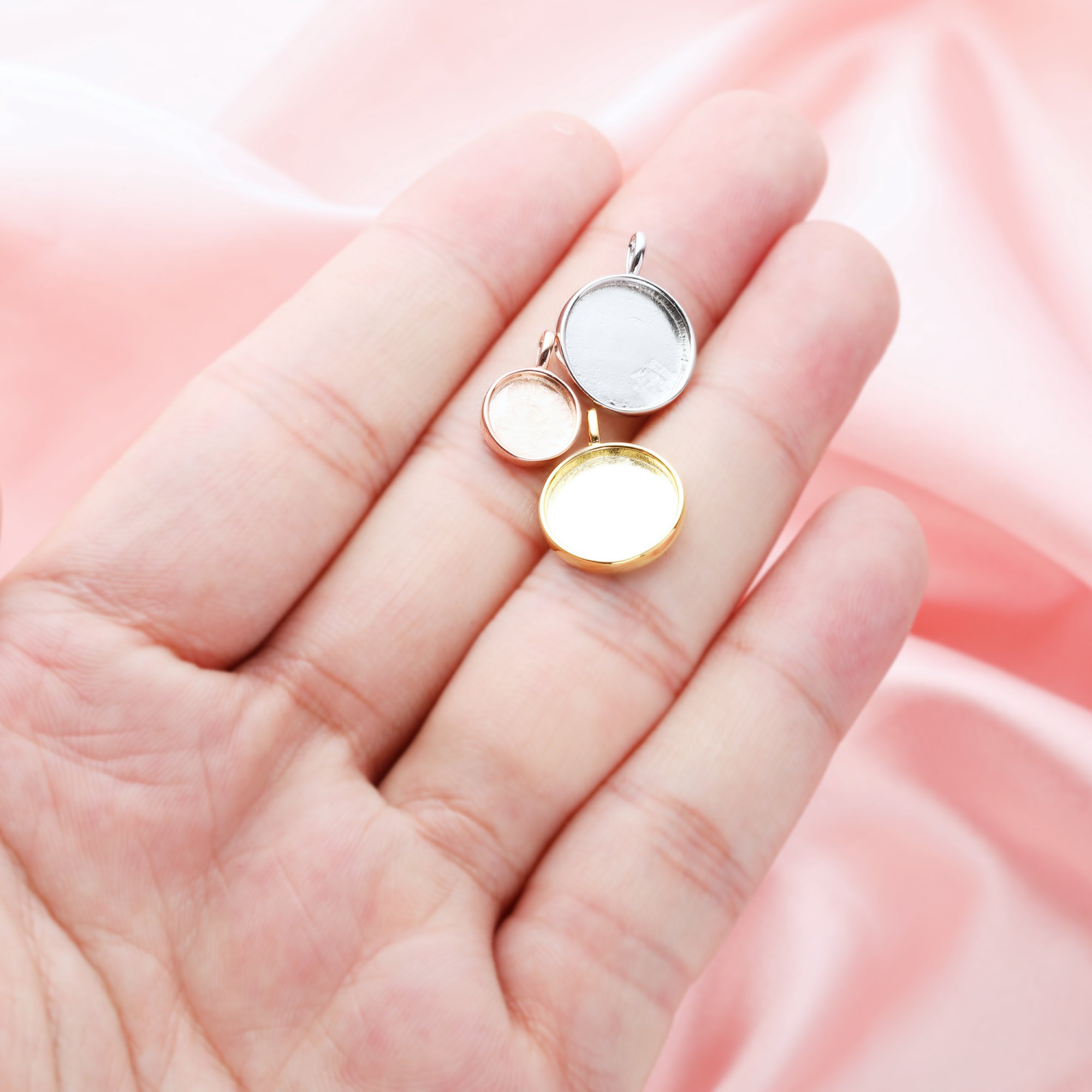 Keepsake Breast Milk Resin Round Pendant Bezel Settings,Solid 14K 18K Gold Pendant Charm,Solid Back Round Pendant,DIY Memory Jewelry Supplies 1411344 - Click Image to Close