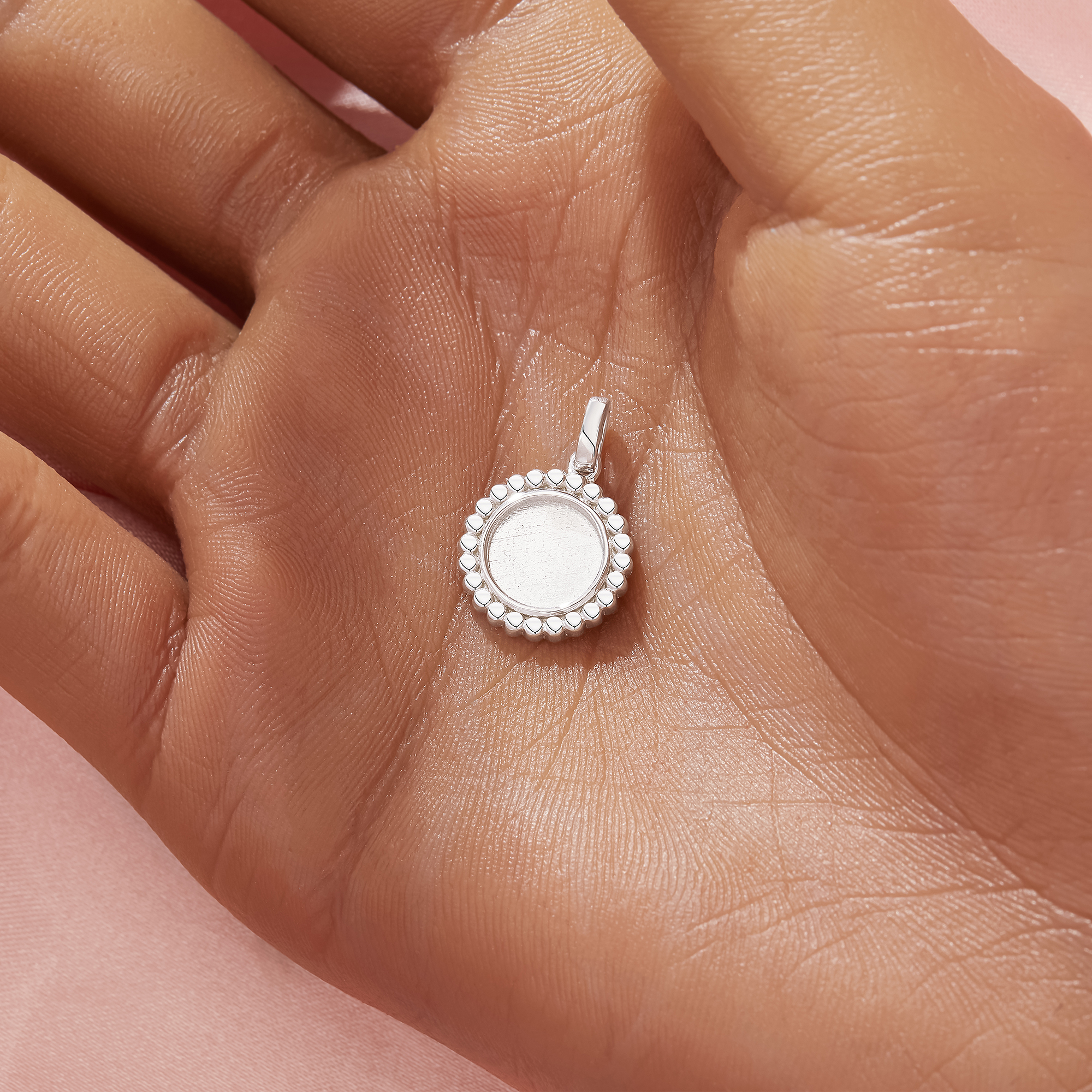 Keepsake Breast Milk Resin Dots Round Bezel Pendant Settings,Solid 925 Silver Pendant Charm,DIY Pendant Supplies 1411418