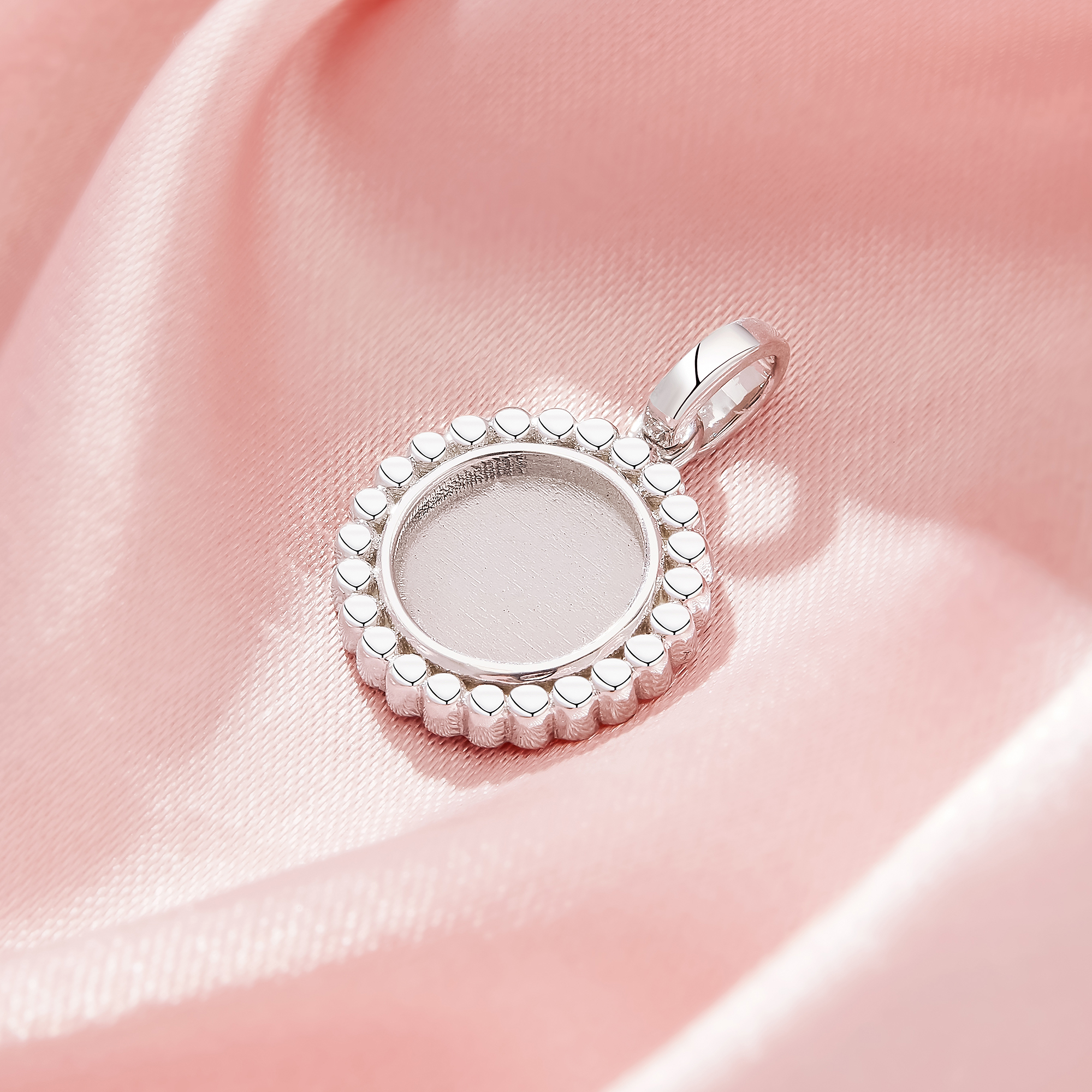 Keepsake Breast Milk Resin Dots Round Bezel Pendant Settings,Solid 925 Silver Pendant Charm,DIY Pendant Supplies 1411418