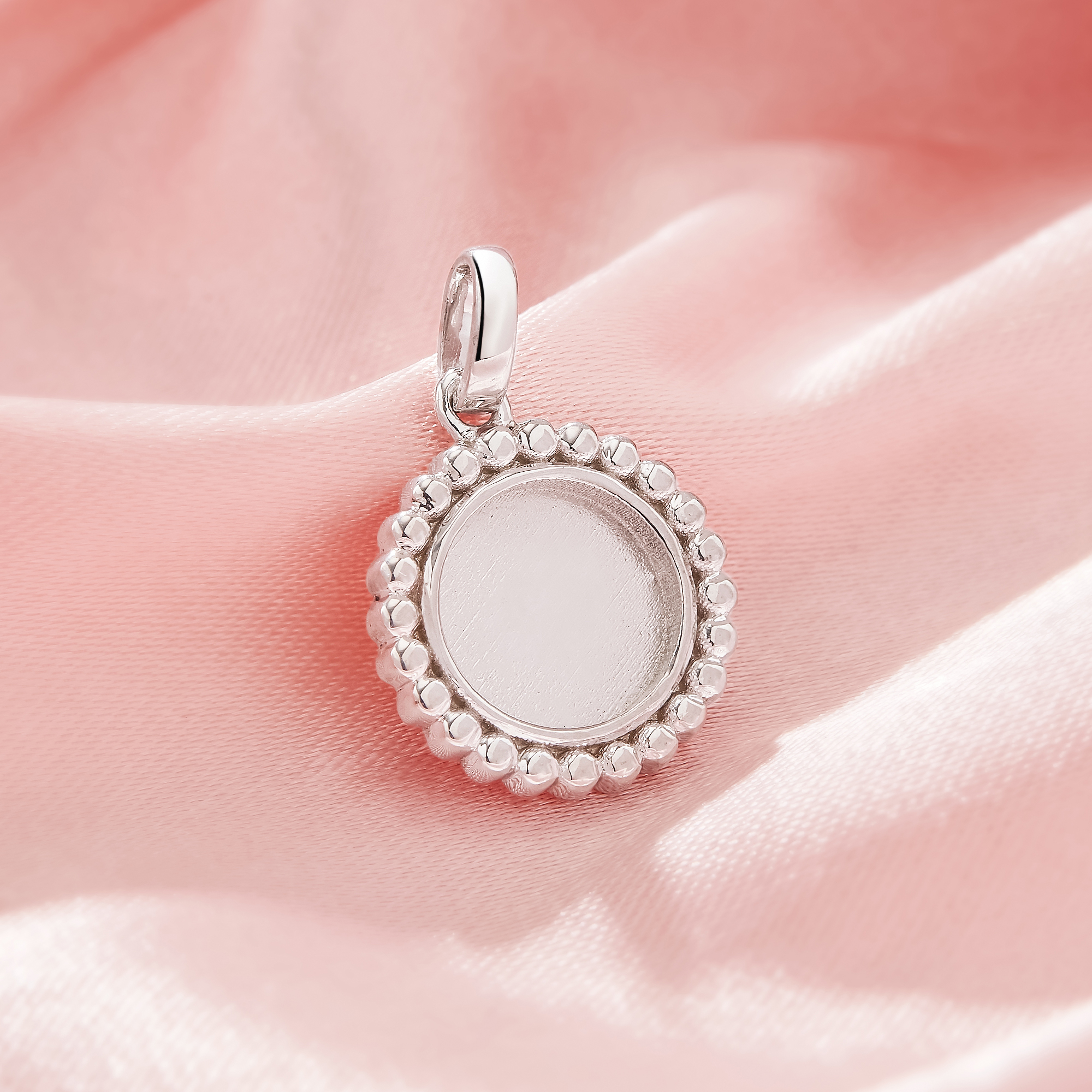 Keepsake Breast Milk Resin Dots Round Bezel Pendant Settings,Solid 925 Silver Pendant Charm,DIY Pendant Supplies 1411418