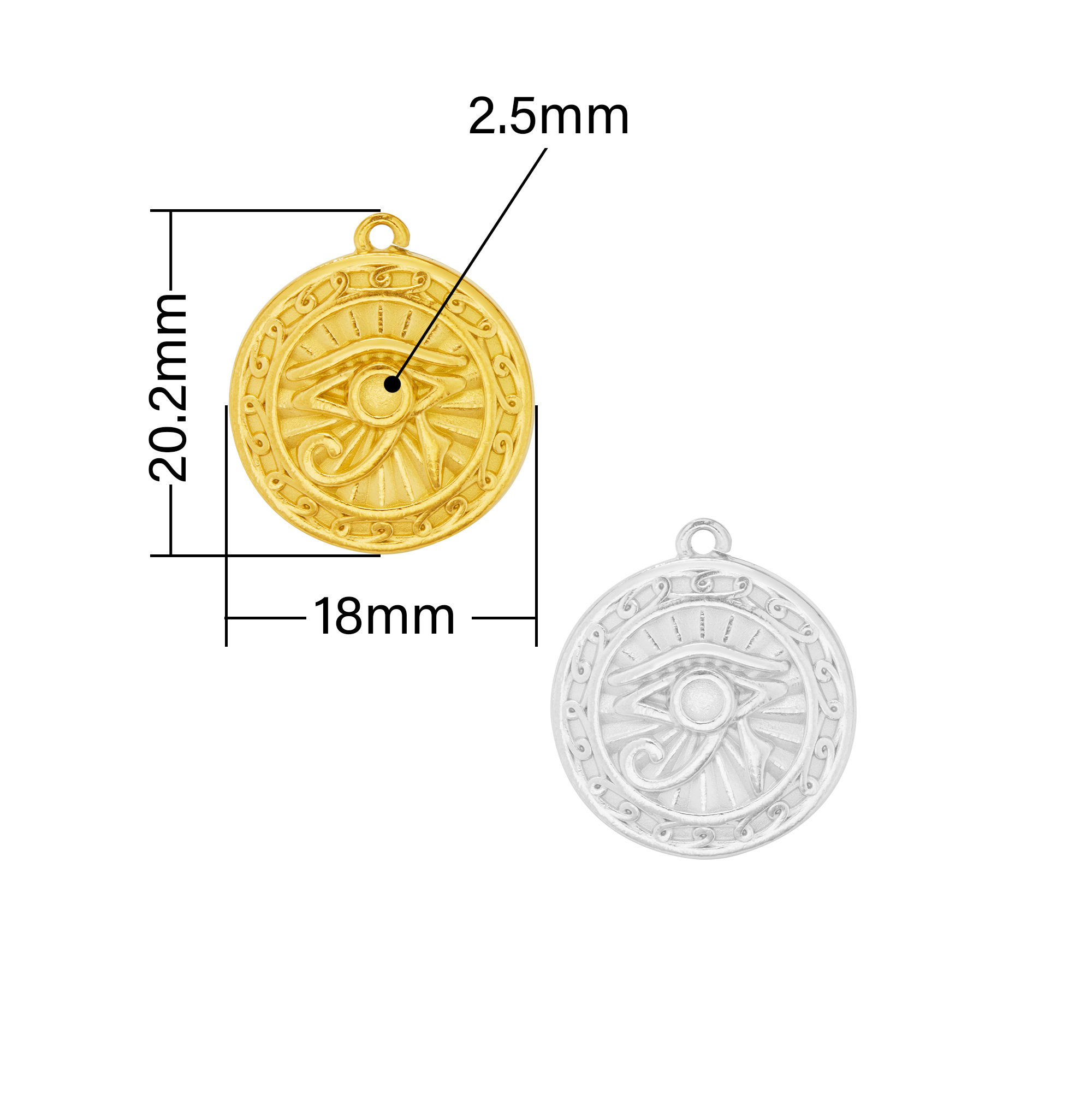 Stainless Steel Round Eye Pendant Charm,Vintage Stainless Steel Eye Pendant,Gold Plated Pendant,DIY Pendant Supplies 1411425 - Click Image to Close