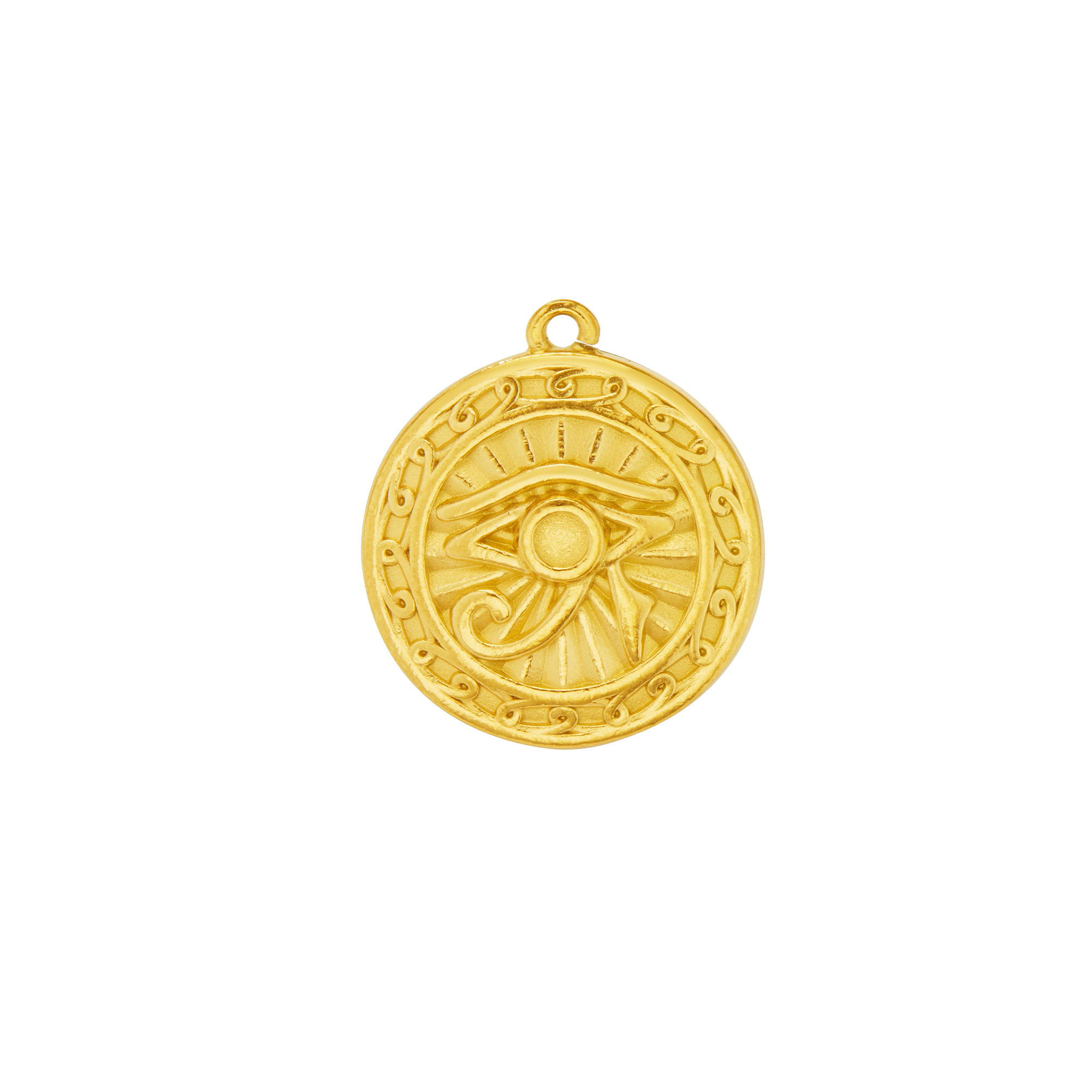 Stainless Steel Round Eye Pendant Charm,Vintage Stainless Steel Eye Pendant,Gold Plated Pendant,DIY Pendant Supplies 1411425 - Click Image to Close