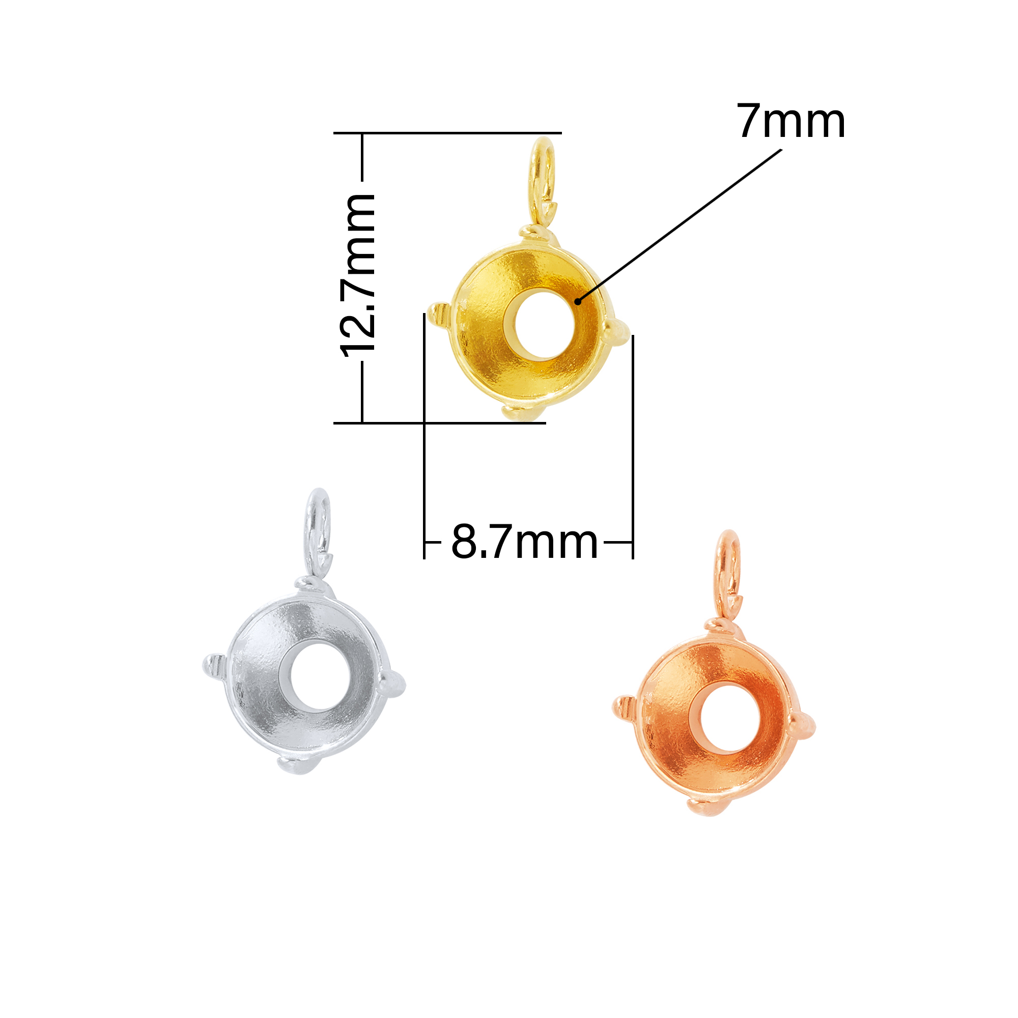 7MM Round Prong Bezel Pendant Settings,Rose Gold Plated Stainless Steel Pendant Charm,Minimalist Round Pendant,Simple Pendant Blank 1411432 - Click Image to Close