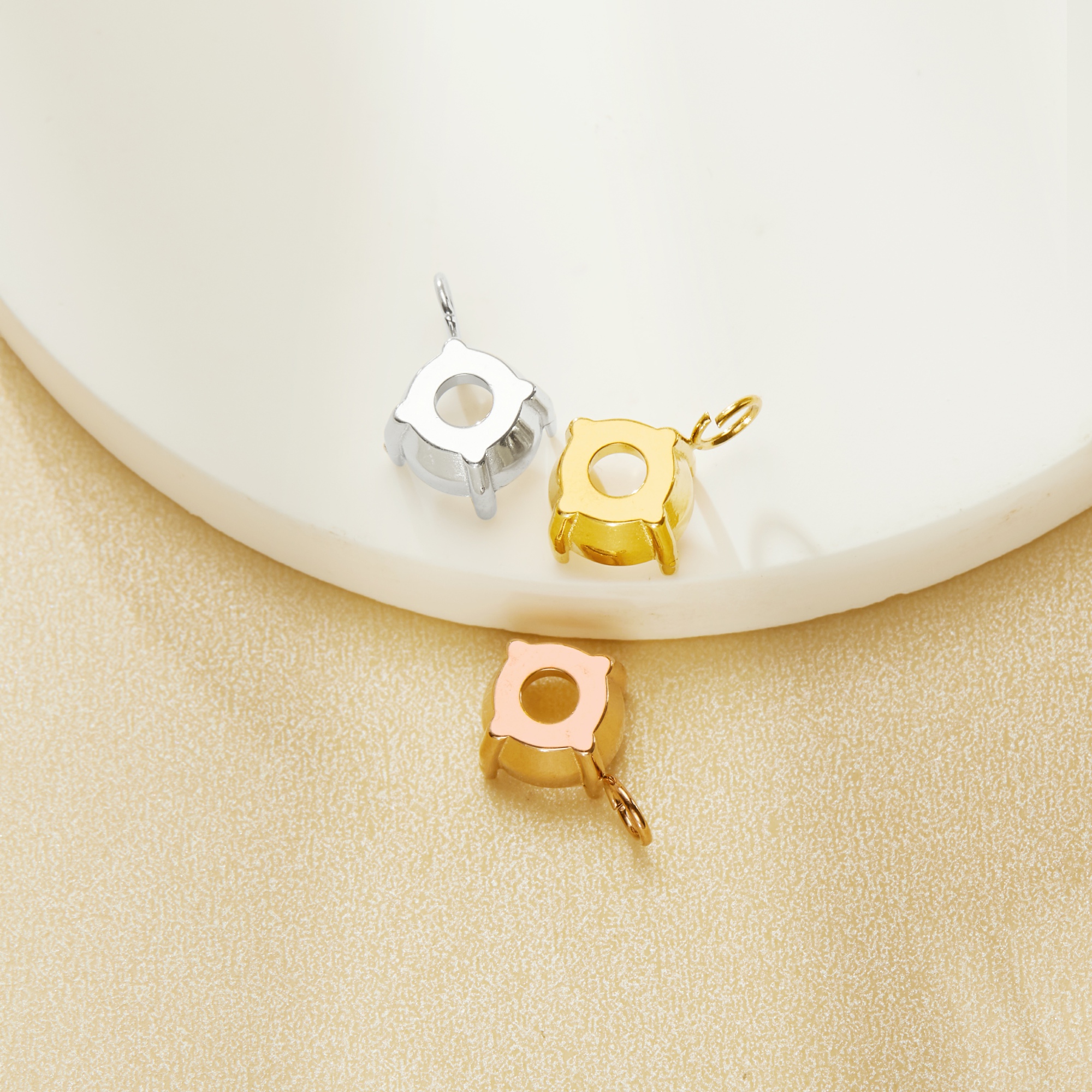7MM Round Prong Bezel Pendant Settings,Rose Gold Plated Stainless Steel Pendant Charm,Minimalist Round Pendant,Simple Pendant Blank 1411432 - Click Image to Close