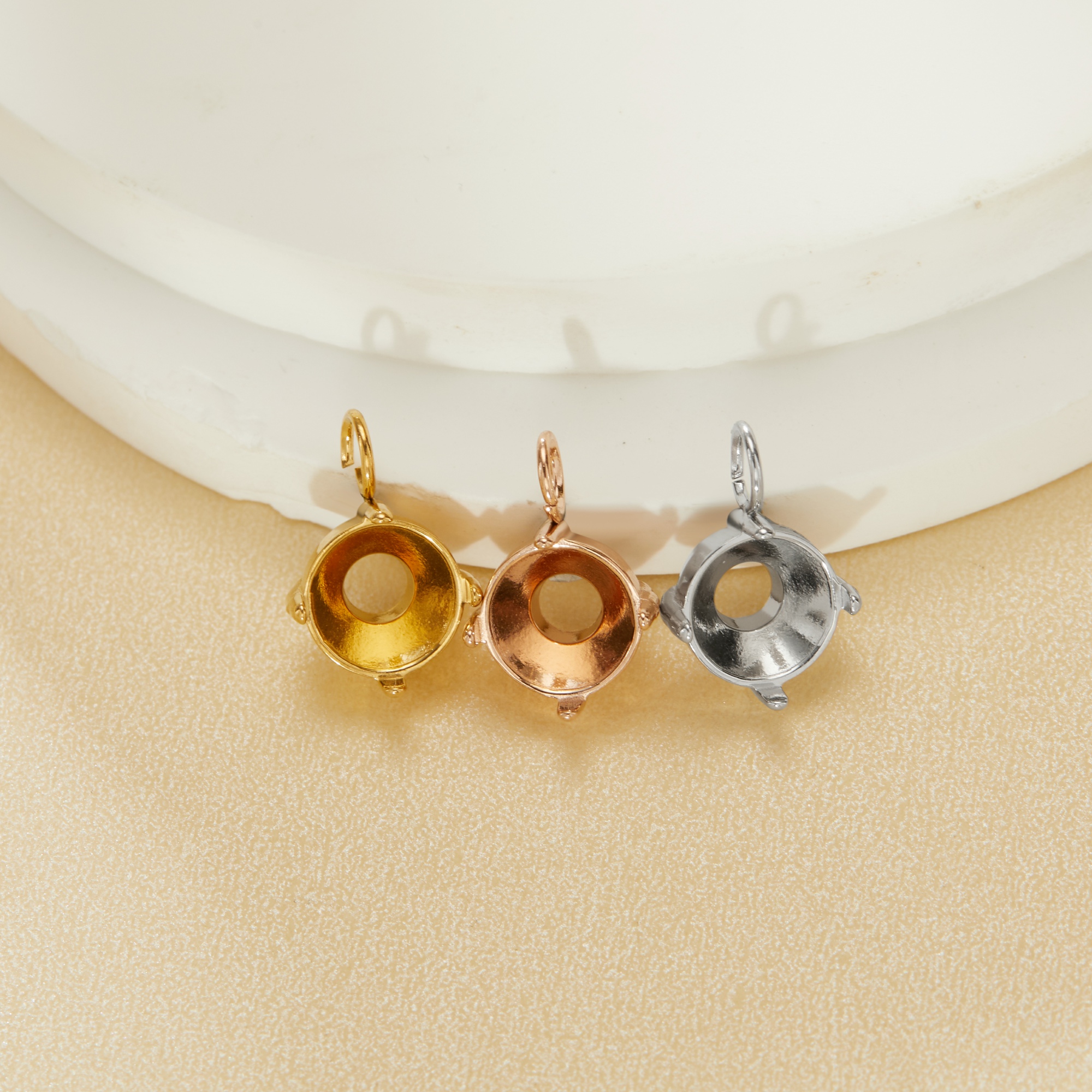 7MM Round Prong Bezel Pendant Settings,Rose Gold Plated Stainless Steel Pendant Charm,Minimalist Round Pendant,Simple Pendant Blank 1411432 - Click Image to Close