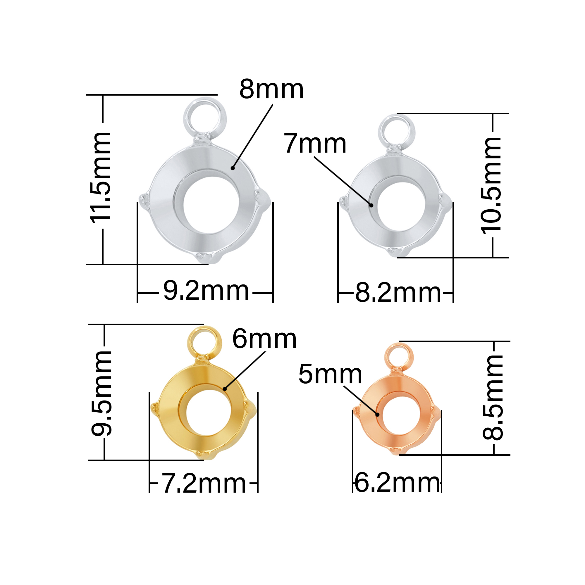 Round Prongs Bezel Pendant Settings,Rose Gold Plated Stainless Steel Pendant Charm,Minimalist Round Pendant,Simple Pendant Blank 1411434 - Click Image to Close