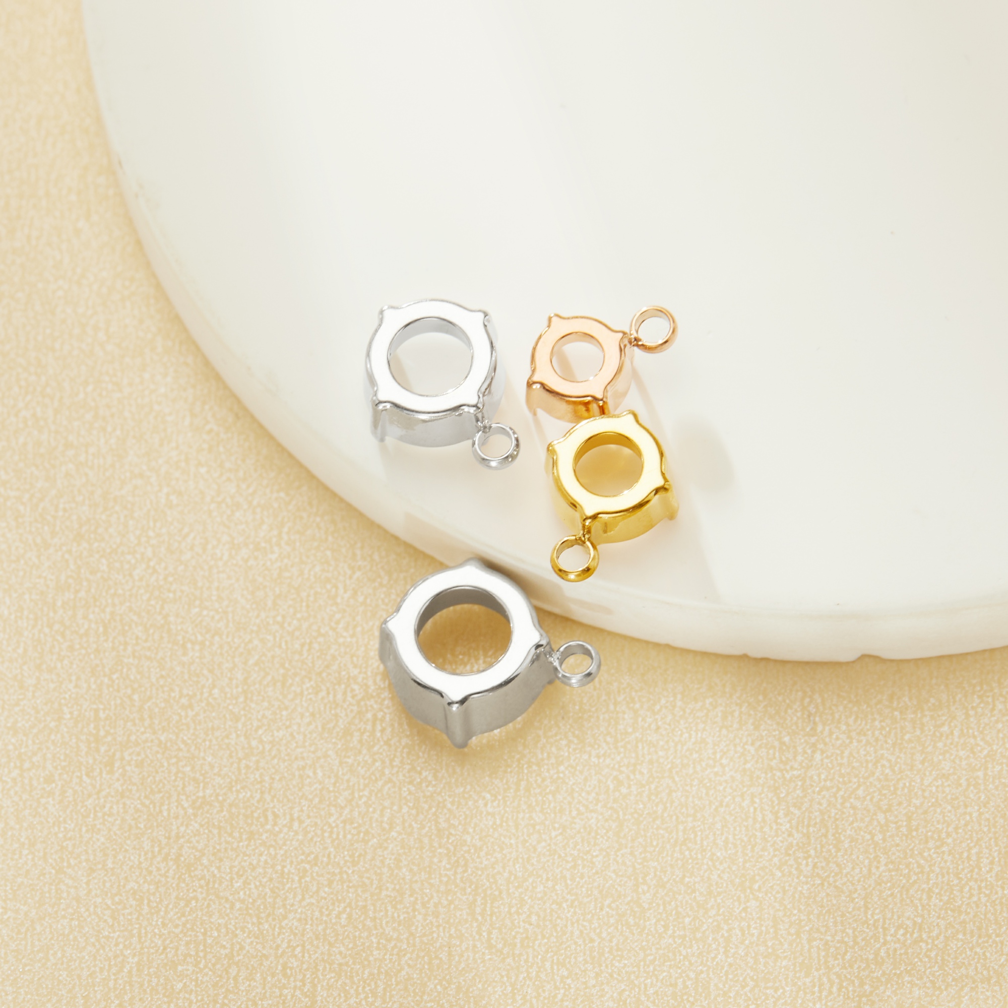 Round Prongs Bezel Pendant Settings,Rose Gold Plated Stainless Steel Pendant Charm,Minimalist Round Pendant,Simple Pendant Blank 1411434 - Click Image to Close