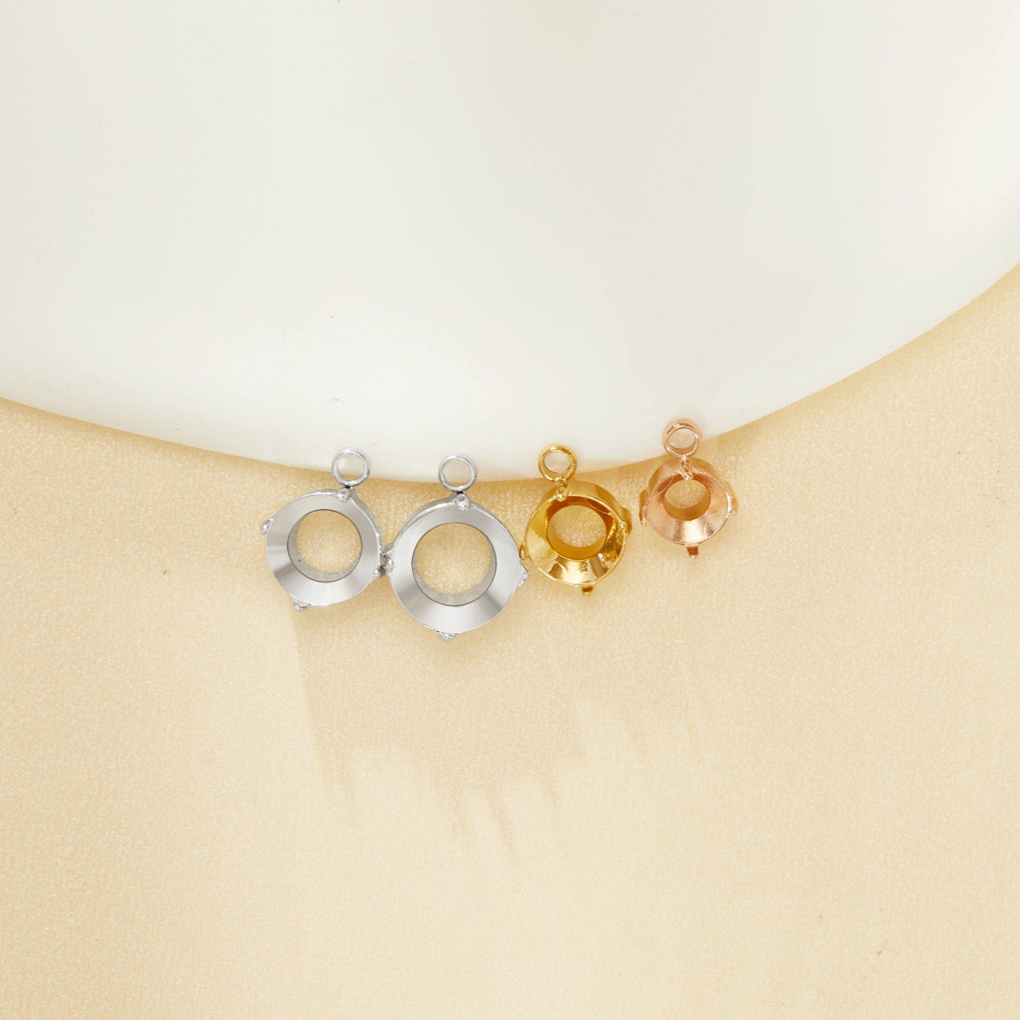 Round Prongs Bezel Pendant Settings,Rose Gold Plated Stainless Steel Pendant Charm,Minimalist Round Pendant,Simple Pendant Blank 1411434 - Click Image to Close