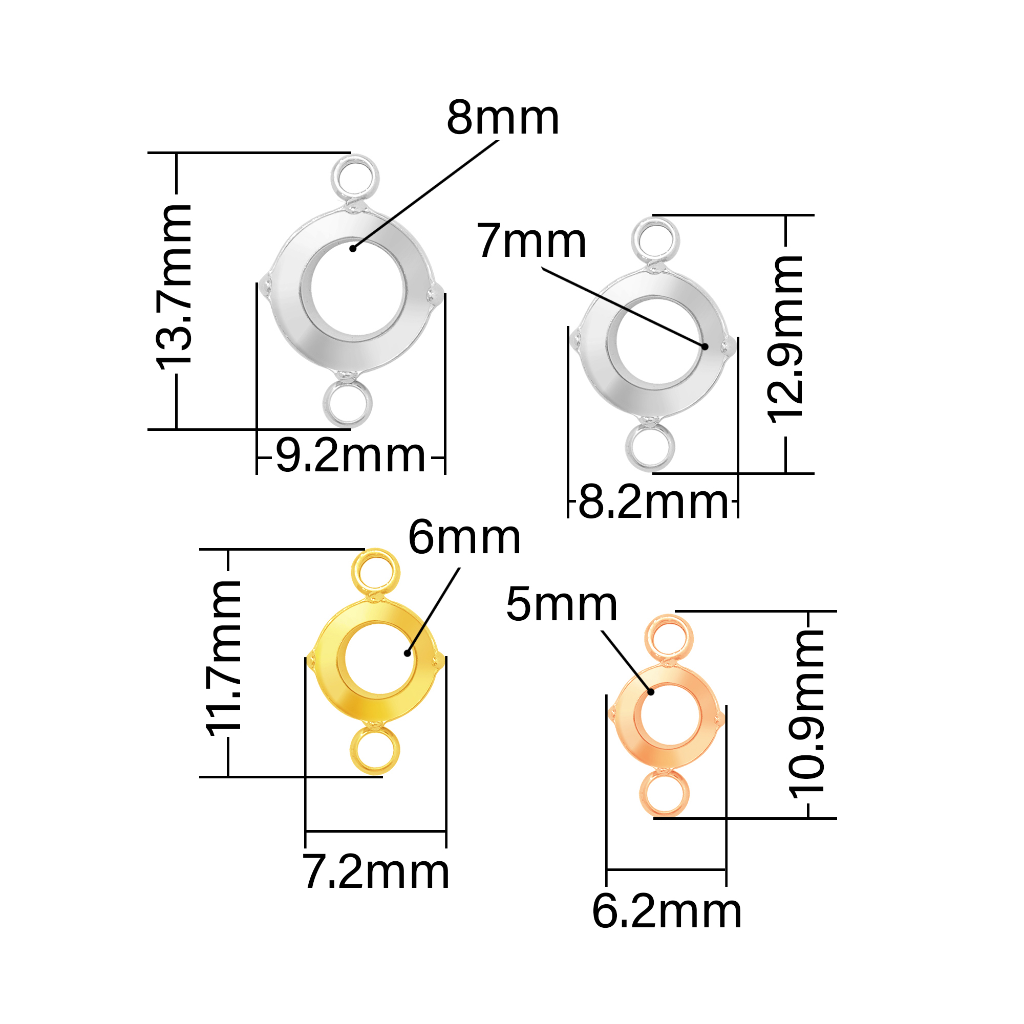 Two Loops Round Prongs Bezel Pendant Settings,Rose Gold Plated Stainless Steel Pendant Charm,Round Two Loops Charm Pendant,Simple Pendant Blank 1411435 - Click Image to Close