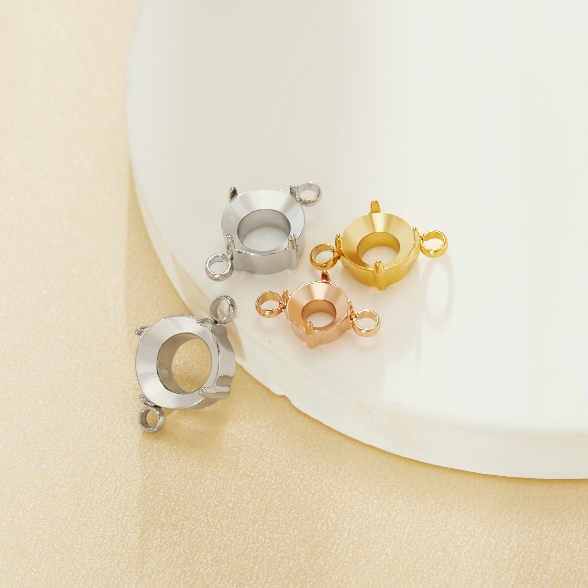 Two Loops Round Prongs Bezel Pendant Settings,Rose Gold Plated Stainless Steel Pendant Charm,Round Two Loops Charm Pendant,Simple Pendant Blank 1411435 - Click Image to Close