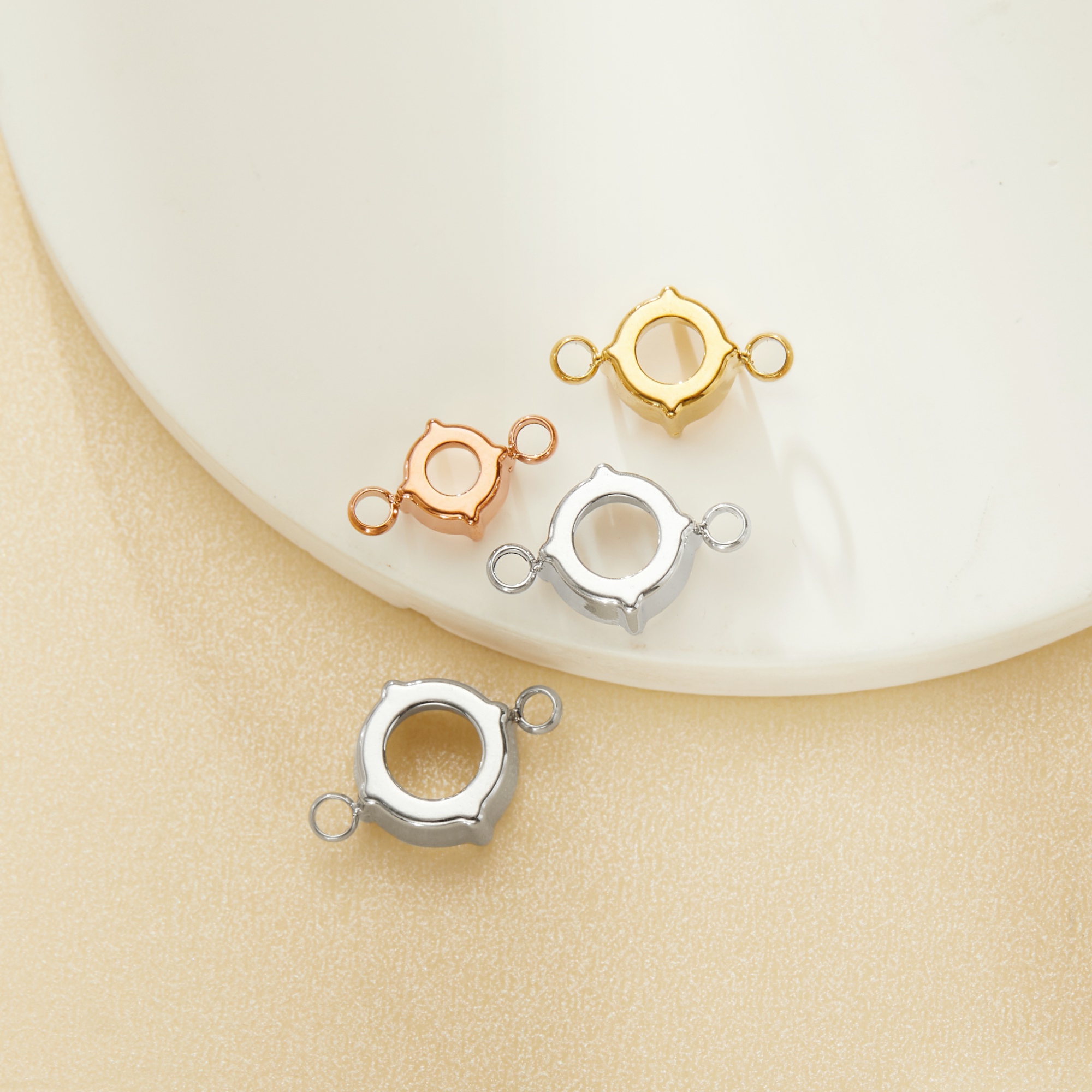 Two Loops Round Prongs Bezel Pendant Settings,Rose Gold Plated Stainless Steel Pendant Charm,Round Two Loops Charm Pendant,Simple Pendant Blank 1411435 - Click Image to Close
