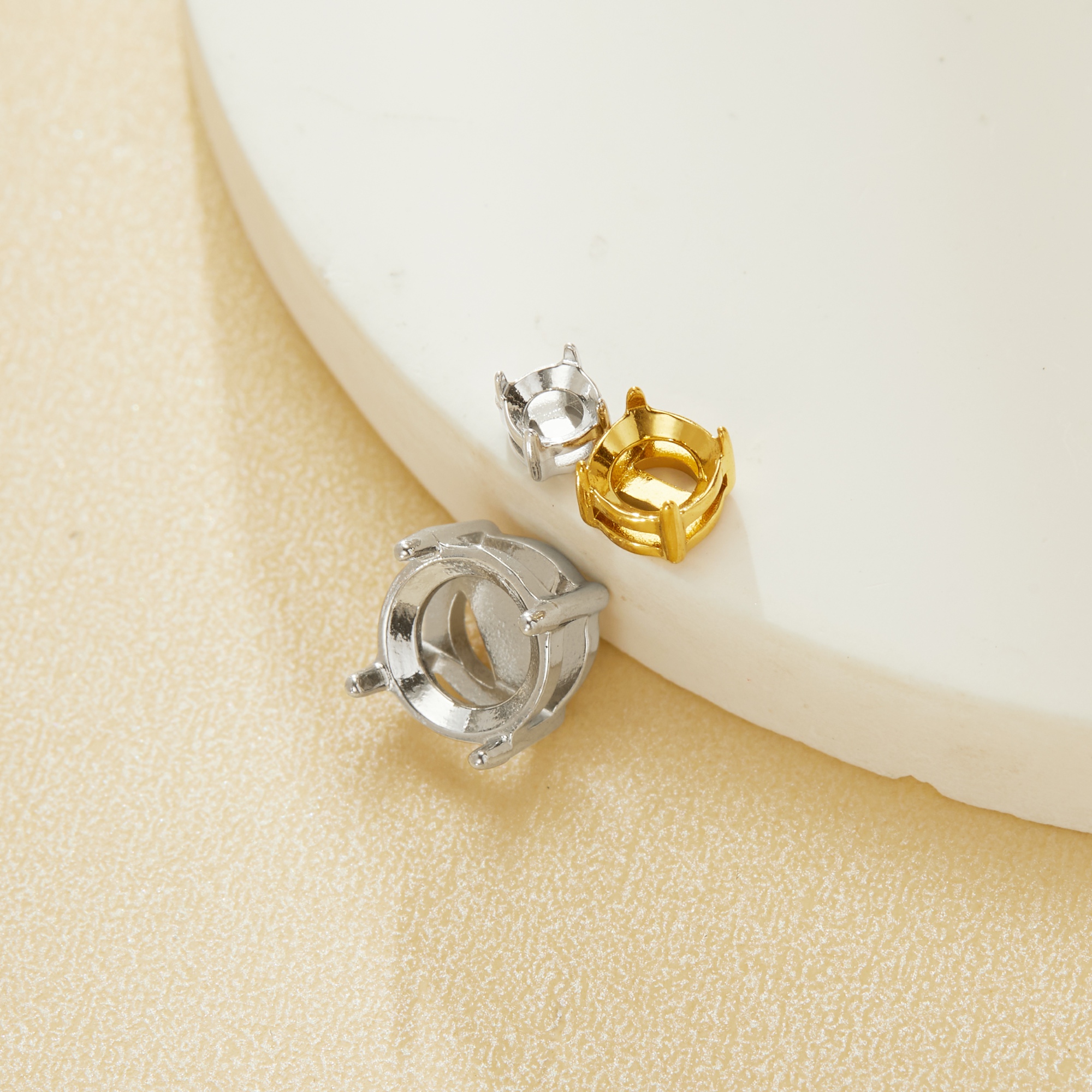 Round Prongs Bezel Pendant Settings,Yellow Gold Plated Stainless Steel Pendant Charm,Minimalist Round Pendant,Simple Pendant Blank for Faceted Stones 1411436 - Click Image to Close