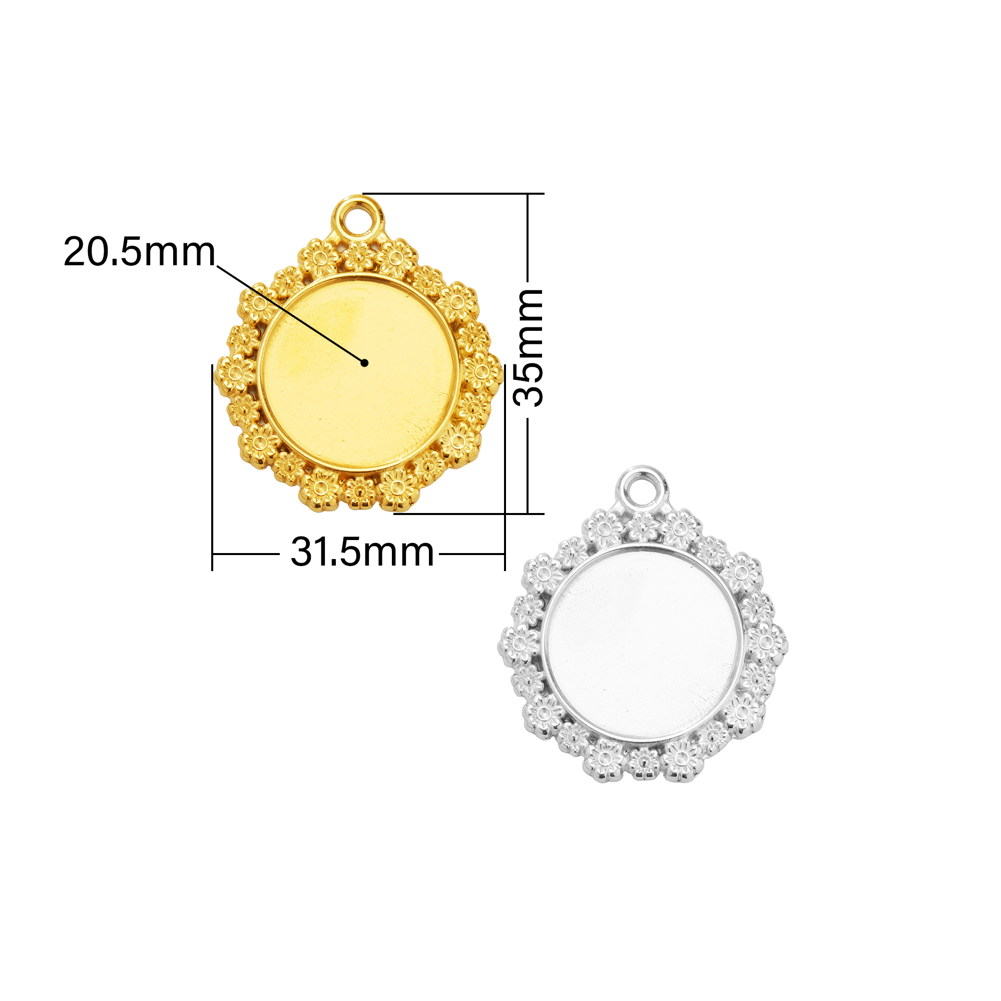 Keepsake Breastmilk Stainless Steel Round Bezel Pendant,Flower Art Deco Round Pendant Charm,Silver Gold Pendant,DIY Pendant Supplies 1411439 - Click Image to Close