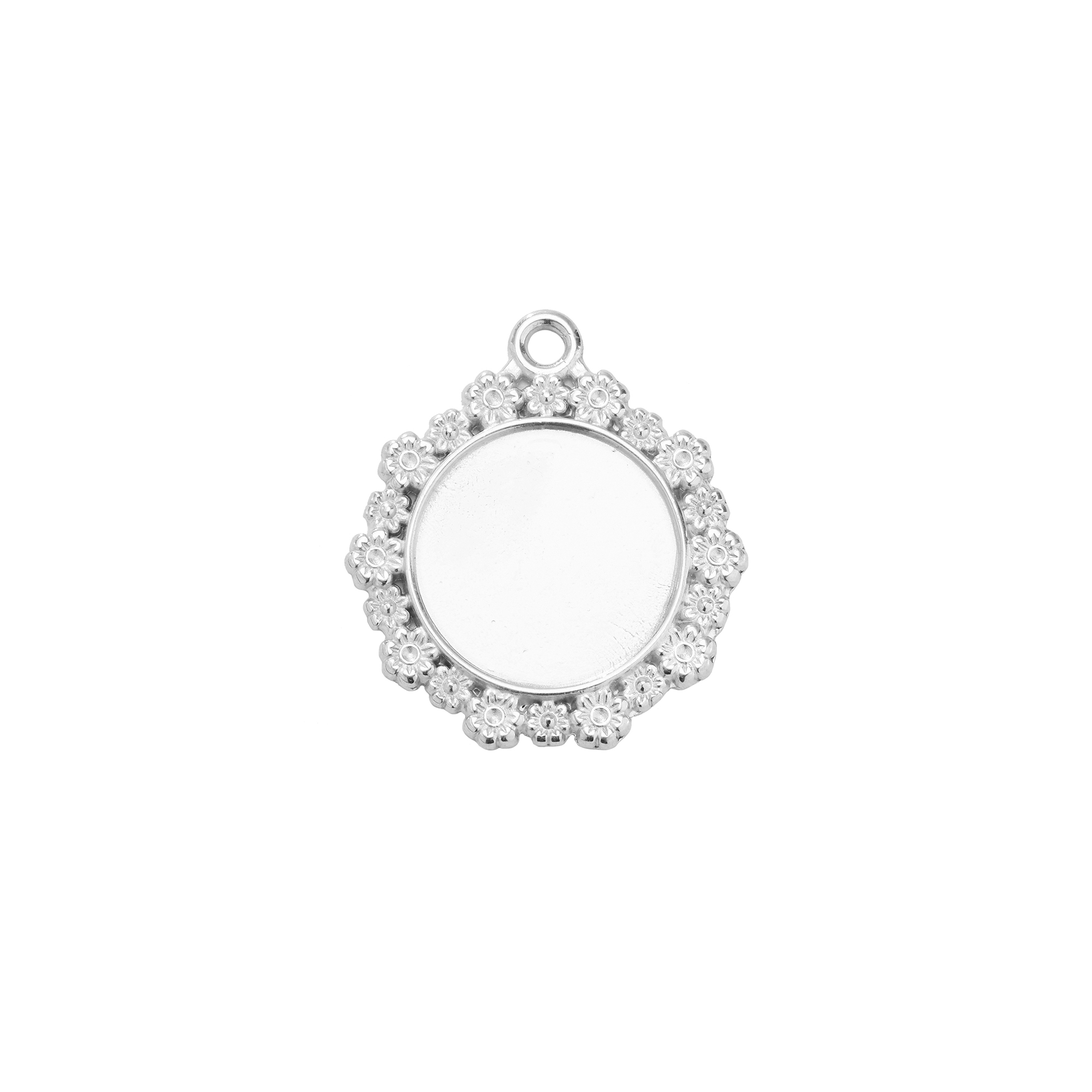 Keepsake Breastmilk Stainless Steel Round Bezel Pendant,Flower Art Deco Round Pendant Charm,Silver Gold Pendant,DIY Pendant Supplies 1411439 - Click Image to Close