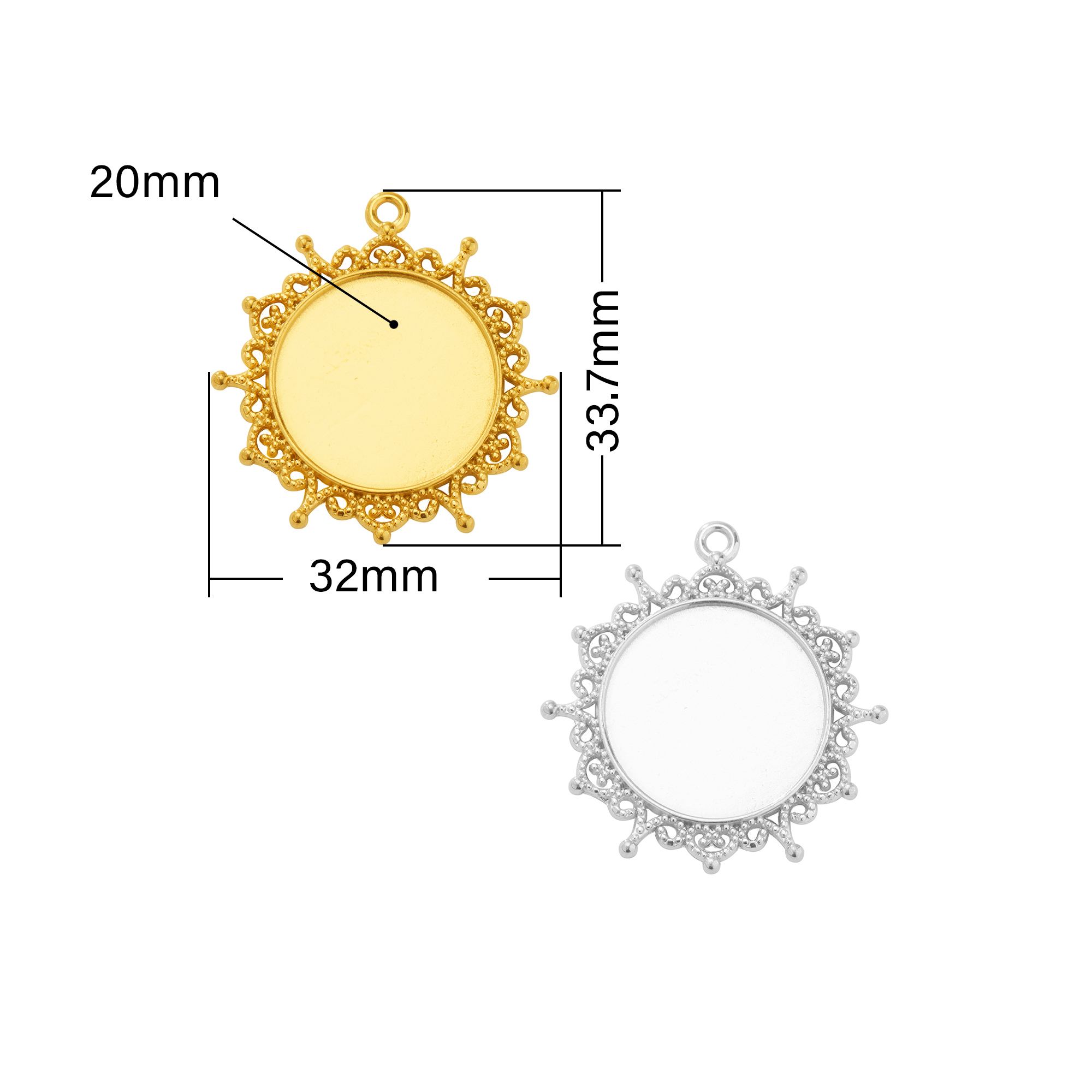 Keepsake Breastmilk Stainless Steel Round Bezel Pendant,Vintage Styles Art Deco Round Pendant Charm,Silver Gold Pendant,DIY Pendant Supplies 1411440 - Click Image to Close