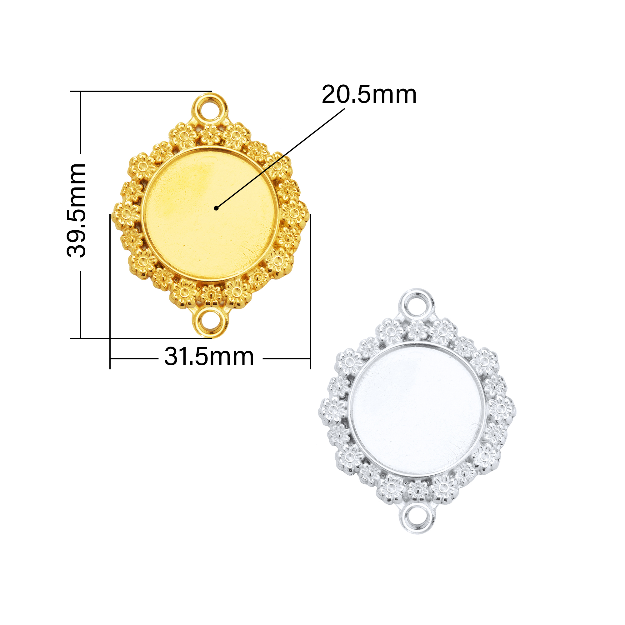 Keepsake Breastmilk Stainless Steel Round Bezel Pendant With Two Loops,Flower Art Deco Round Pendant Charm,Silver Gold Pendant,DIY Pendant Supplies 1411442 - Click Image to Close