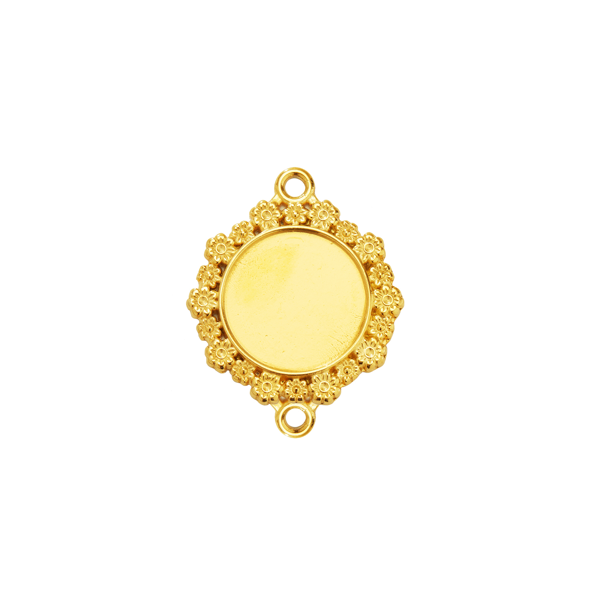 Keepsake Breastmilk Stainless Steel Round Bezel Pendant With Two Loops,Flower Art Deco Round Pendant Charm,Silver Gold Pendant,DIY Pendant Supplies 1411442 - Click Image to Close