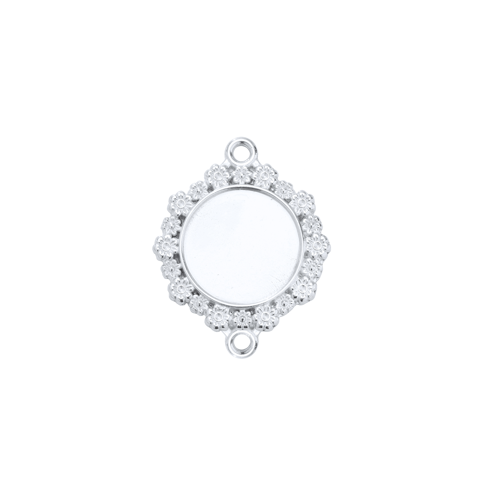 Keepsake Breastmilk Stainless Steel Round Bezel Pendant With Two Loops,Flower Art Deco Round Pendant Charm,Silver Gold Pendant,DIY Pendant Supplies 1411442 - Click Image to Close