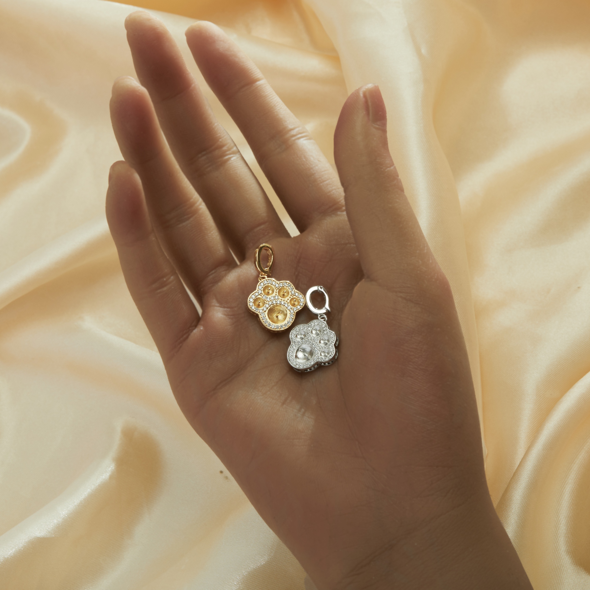 Keepsake Breast Milk Resin Round Bezel Dog Paw Pendant Settings,Solid 925 Sterling Silver Gold Plated Charm Pin for 3-4MM 6-7MM Half Drilled Beads Pearl,DIY Pendant Supplies 1411451 - Click Image to Close