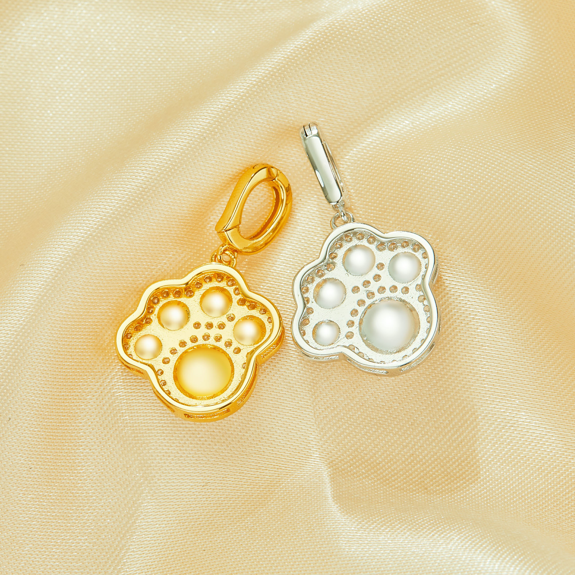 Keepsake Breast Milk Resin Round Bezel Dog Paw Pendant Settings,Solid 925 Sterling Silver Gold Plated Charm Pin for 3-4MM 6-7MM Half Drilled Beads Pearl,DIY Pendant Supplies 1411451 - Click Image to Close