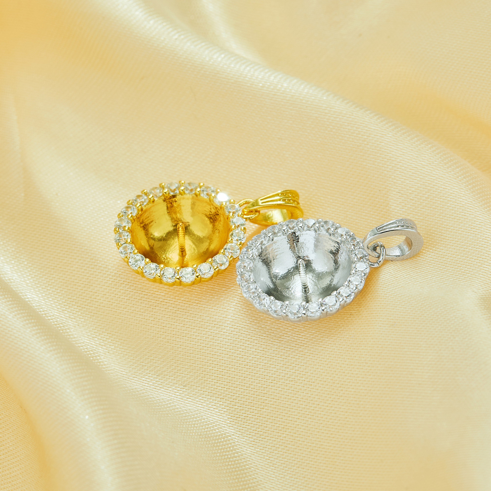 10MM Keepsake Breast Milk Resin Round Bezel Pendant Settings,Solid 925 Sterling Silver Gold Plated Pin Settings for Half Drilled Beads Pearl,DIY Pendant Supplies 1411452 - Click Image to Close