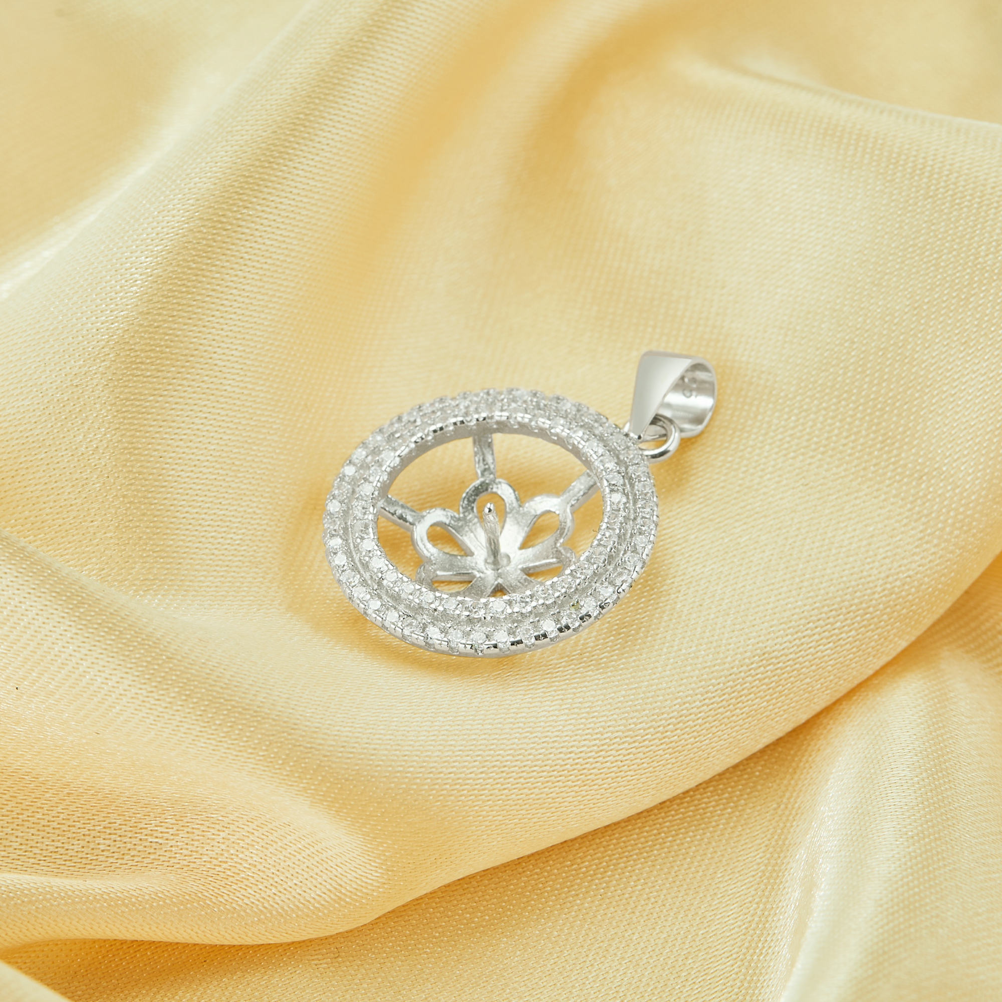 12MM Round Pin Pendant Settings for Half Drilled Pearl Bead,Solid 925 Sterling Silver Pendant Charm,Dainty Pave CZ Stone Round Pendant Charm,DIY Pendant Blank Supplies 1411454 - Click Image to Close