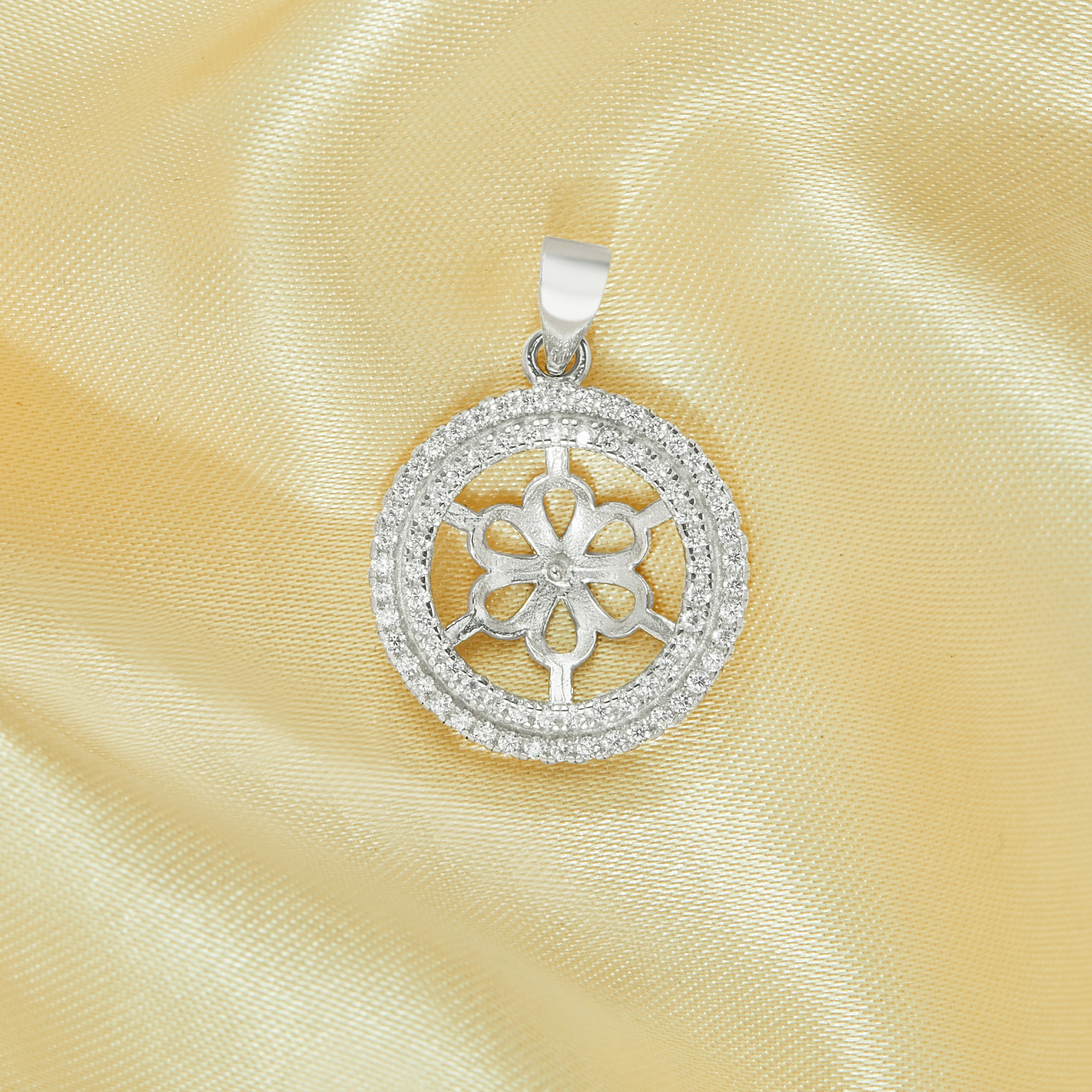 12MM Round Pin Pendant Settings for Half Drilled Pearl Bead,Solid 925 Sterling Silver Pendant Charm,Dainty Pave CZ Stone Round Pendant Charm,DIY Pendant Blank Supplies 1411454 - Click Image to Close