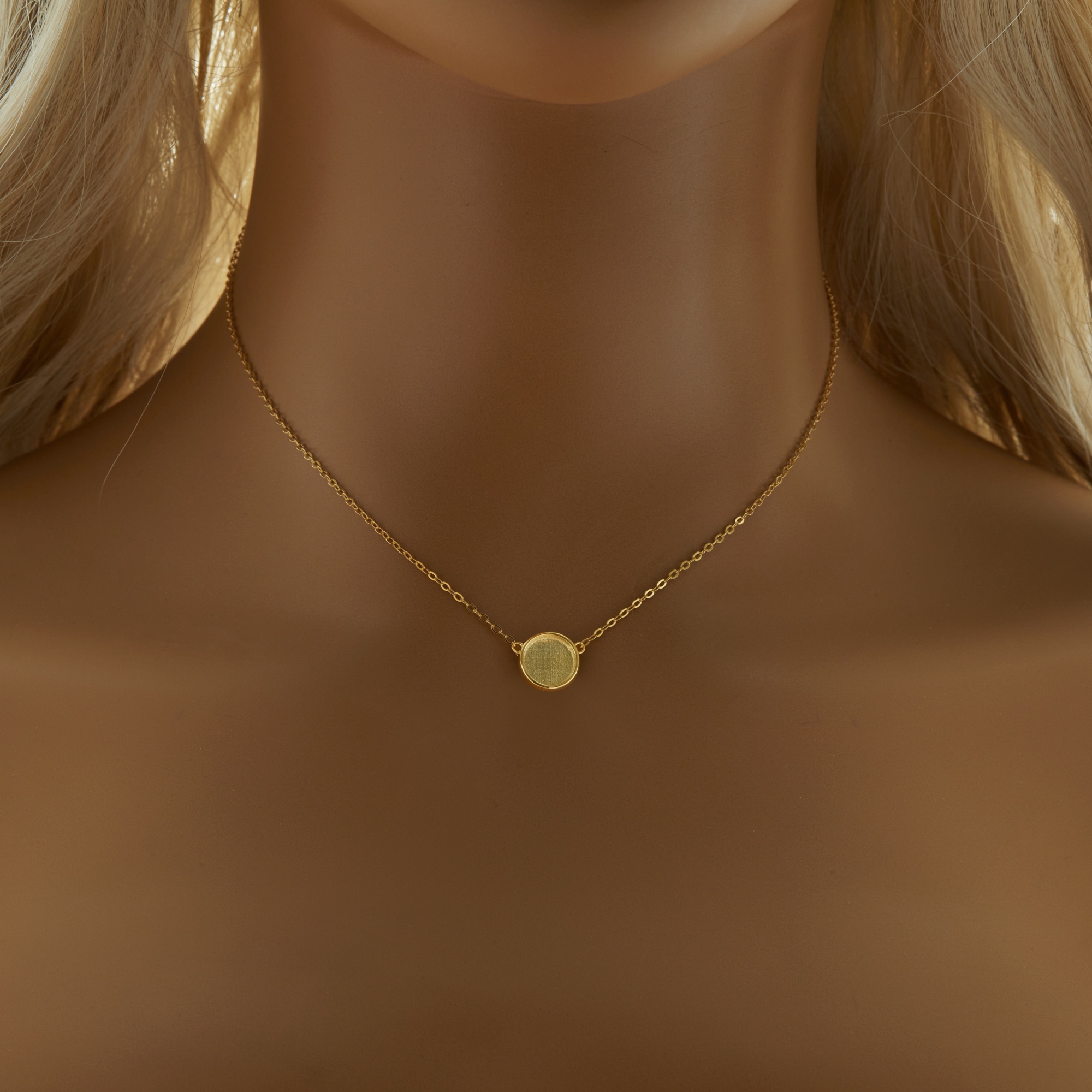 8MM Keepsake Breast Milk Resin Round Bezel Pendant Necklace Settings,Solid 925 Sterling Silver Rose Gold Plated Chain Necklace 16''+2'' 1411457 - Click Image to Close