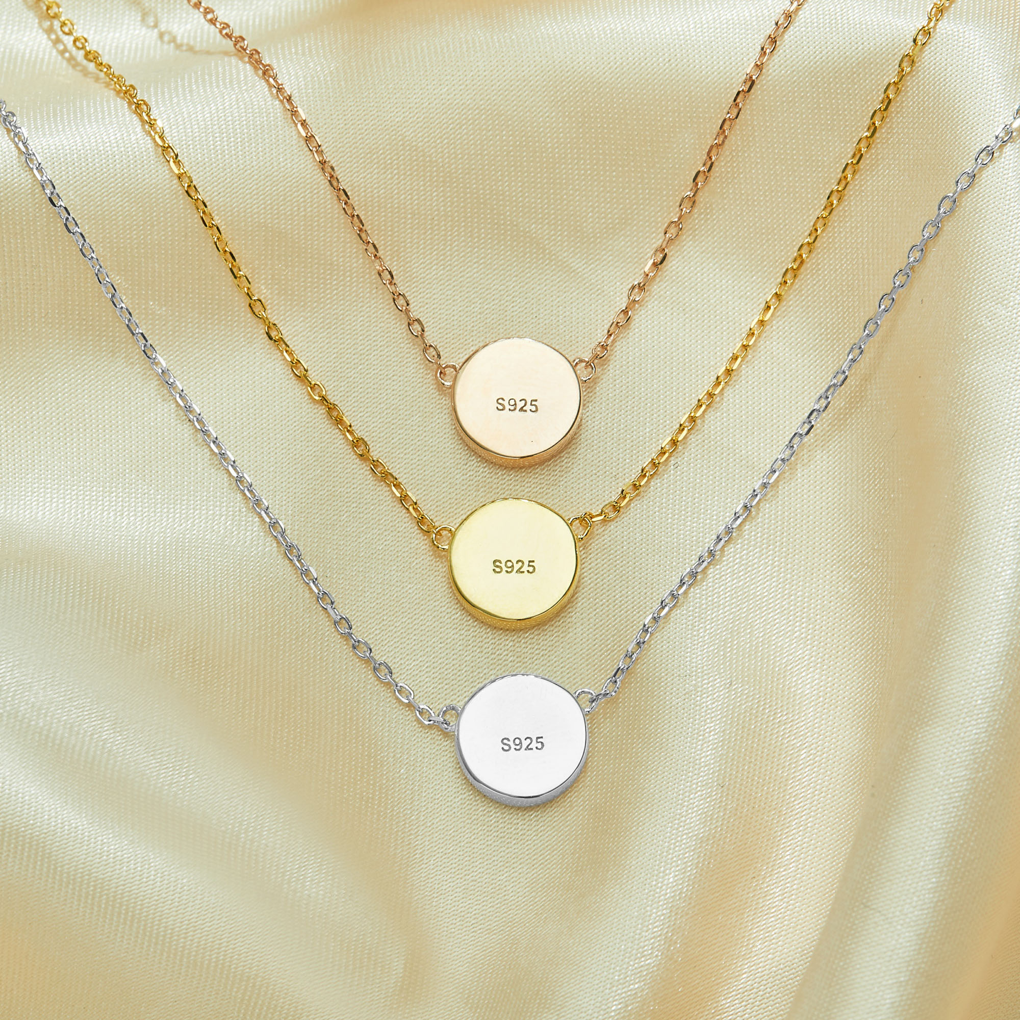 8MM Keepsake Breast Milk Resin Round Bezel Pendant Necklace Settings,Solid 925 Sterling Silver Rose Gold Plated Chain Necklace 16''+2'' 1411457 - Click Image to Close