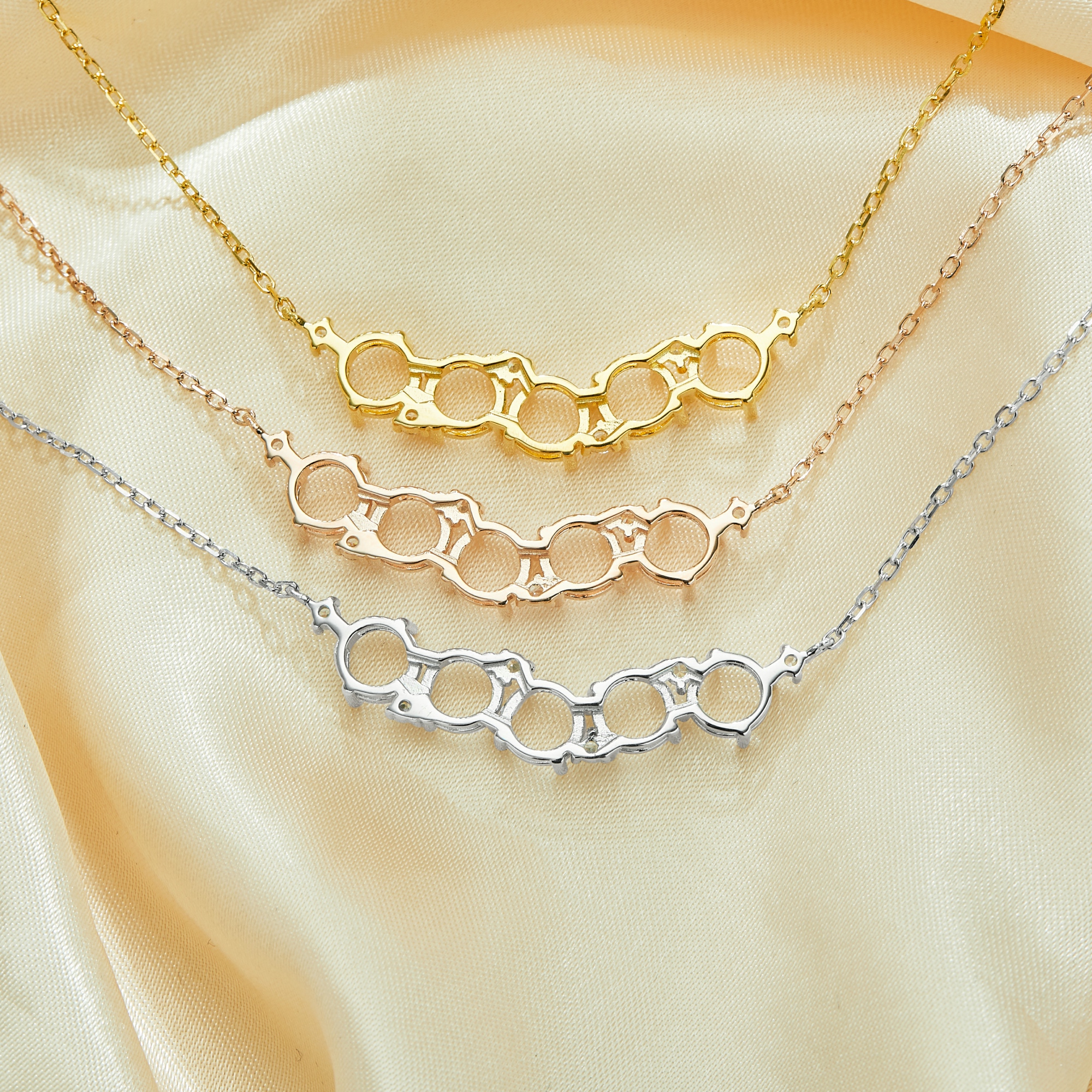 Five Stones 6MM Round Prong Pendant Necklace Settings,Solid 925 Sterling Silver Rose Gold Plated Necklace,Dainty CZ Stone Necklace 16''+2'' 1411458 - Click Image to Close