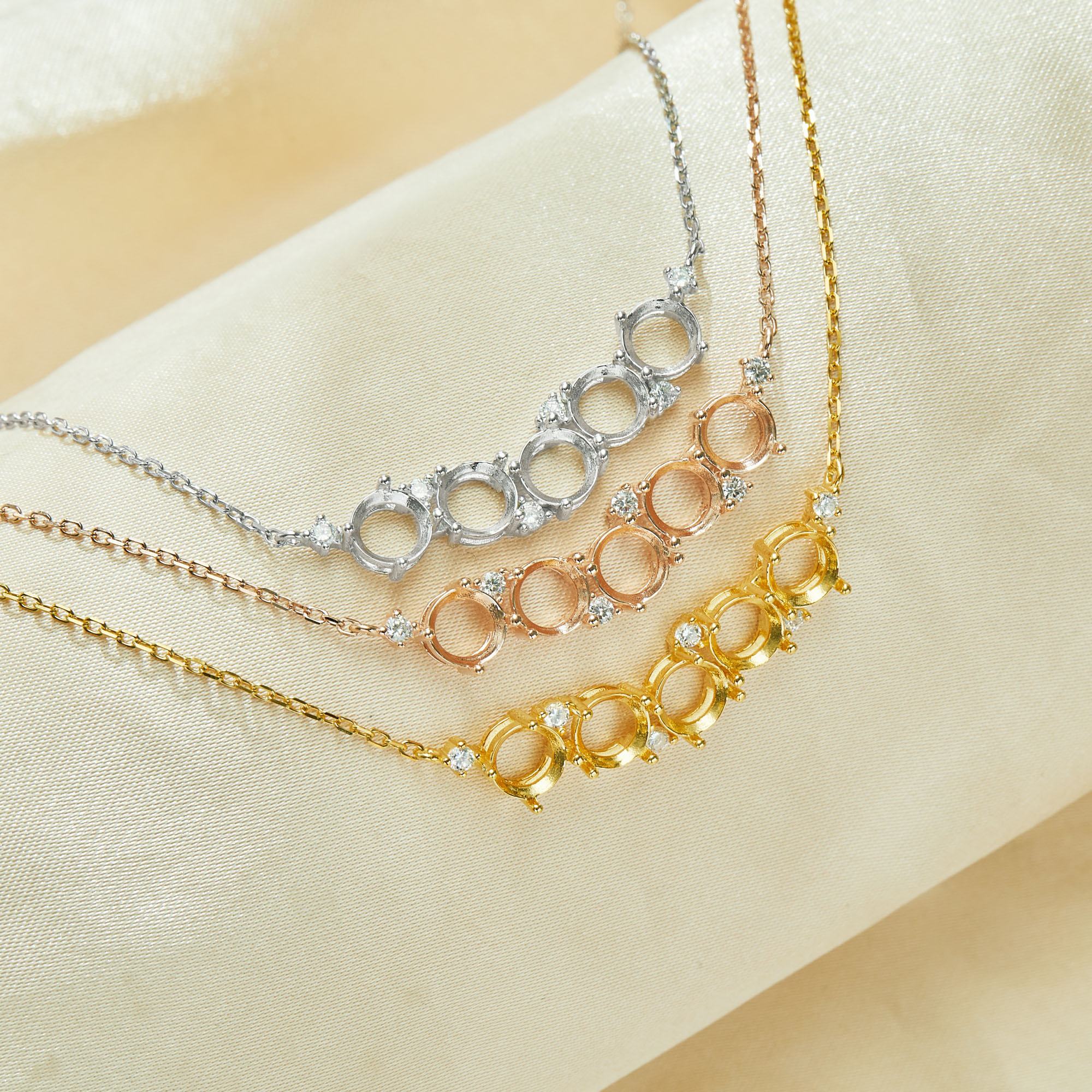 Five Stones 6MM Round Prong Pendant Necklace Settings,Solid 925 Sterling Silver Rose Gold Plated Necklace,Dainty CZ Stone Necklace 16''+2'' 1411458 - Click Image to Close