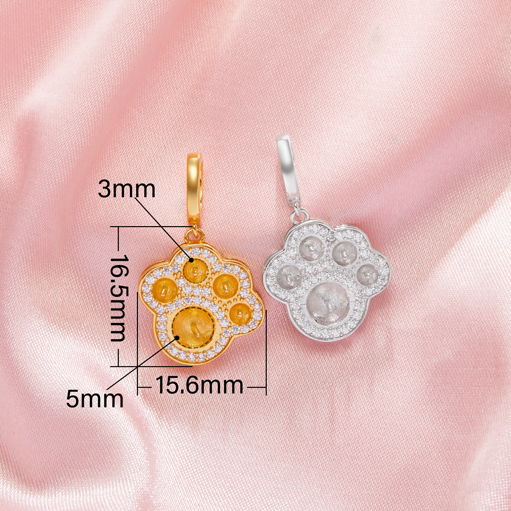 Keepsake Breast Milk Resin Round Paw Pendant Settings,Solid 14K 18K Gold Pendant Charm,DIY Pendant Supplies 1411459 - Click Image to Close