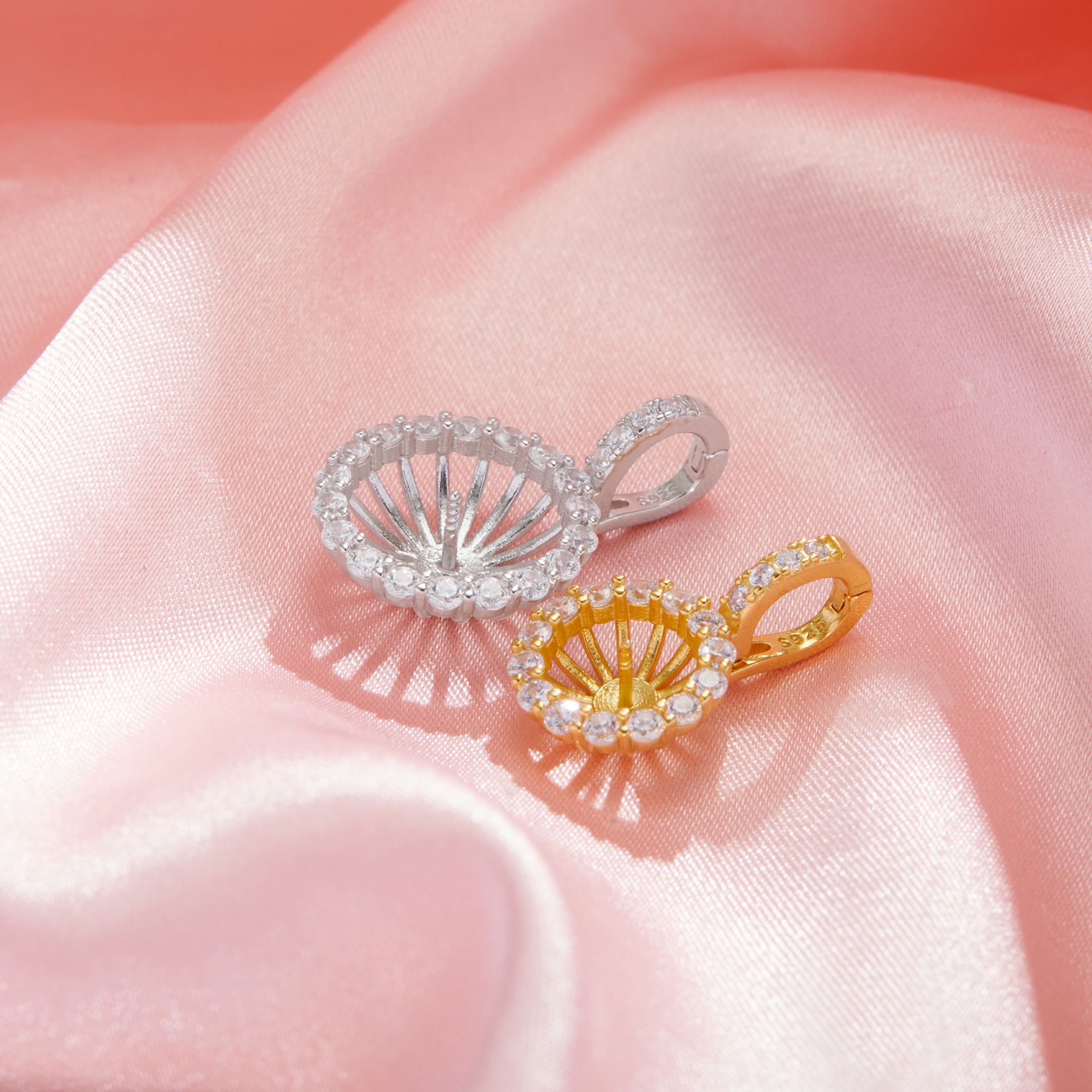 Keepsake Breast Milk Resin Ball Round Pin Pendant Settings for Half Drilled Pearl Bead,Solid 14K 18K Gold Pendant Charm,DIY Pendant Supplies 1411460 - Click Image to Close