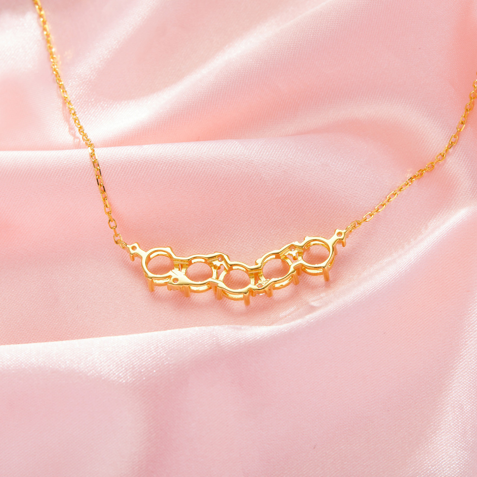 5 Stones 6MM Round Prong Pendant Settings,Solid 14K 18K Gold Necklace,DIY Jewelry With Necklace Chain 16''+2'' 1411465 - Click Image to Close