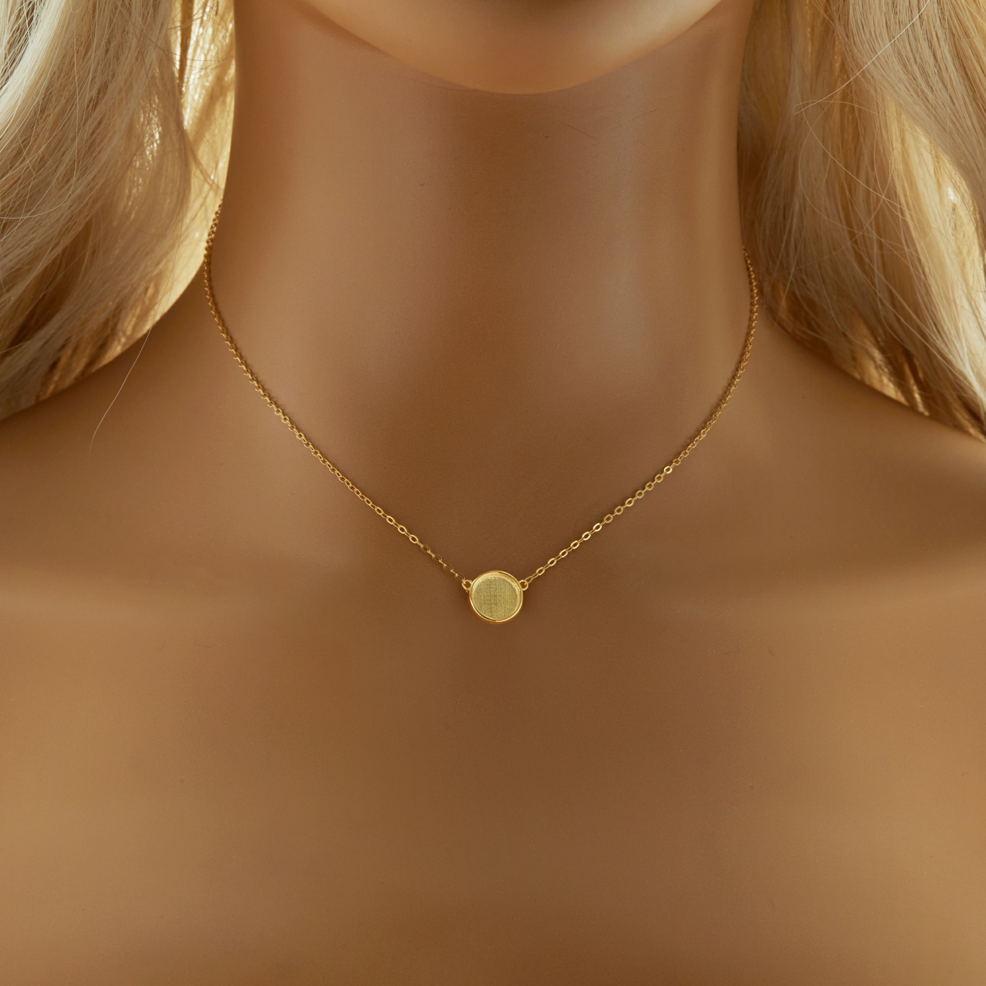 8MM Keepsake Breast Milk Round Bezel Pendant Settings,Solid Back Solid 14K 18K Gold Necklace,DIY Jewelry With Necklace Chain 16''+2'' 1411466 - Click Image to Close