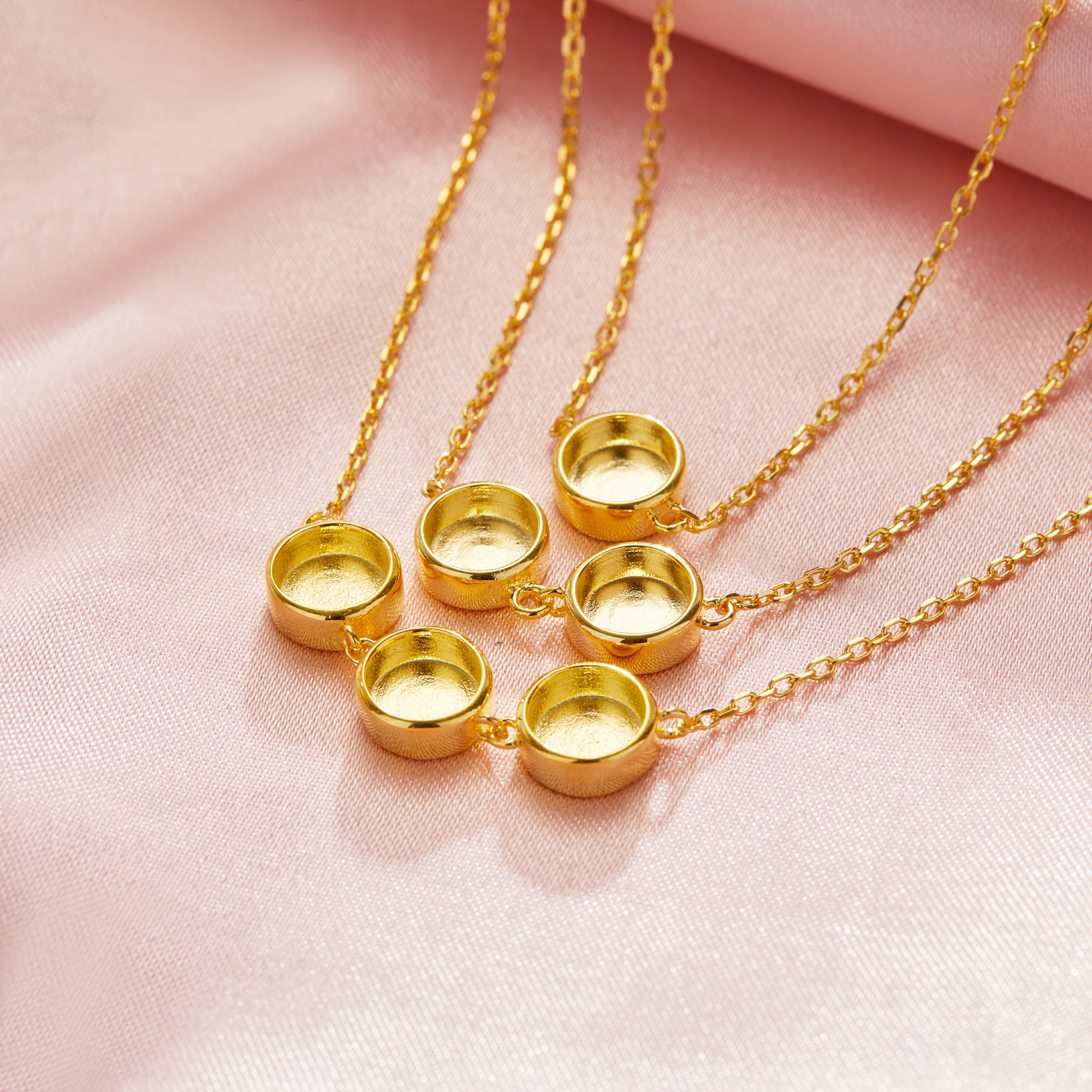 Keepsake Breast Milk Round Bezel Pendant Settings,Solid Back Solid 14K 18K Gold Necklace,DIY Jewelry With Necklace Chain 16''+2'' 1411467 - Click Image to Close