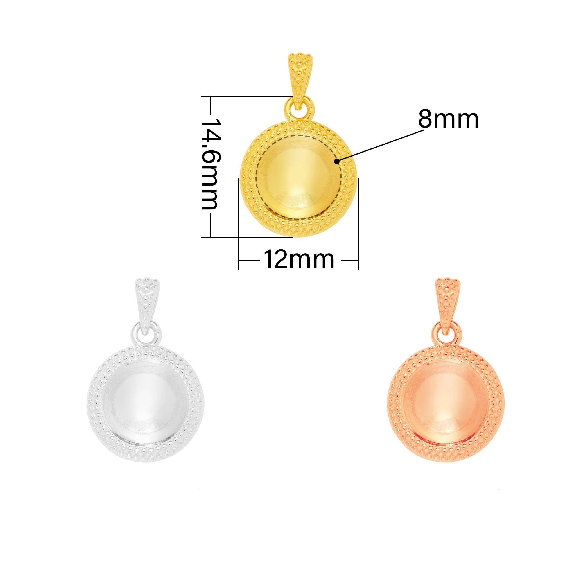 8MM Keepsake Breast Milk Resin Round Bezel Pendant Settings,Solid 925 Sterling Silver Rose Gold Plated Pendant Charm,Simple Pendant,DIY Pendant Supplies 1411469 - Click Image to Close