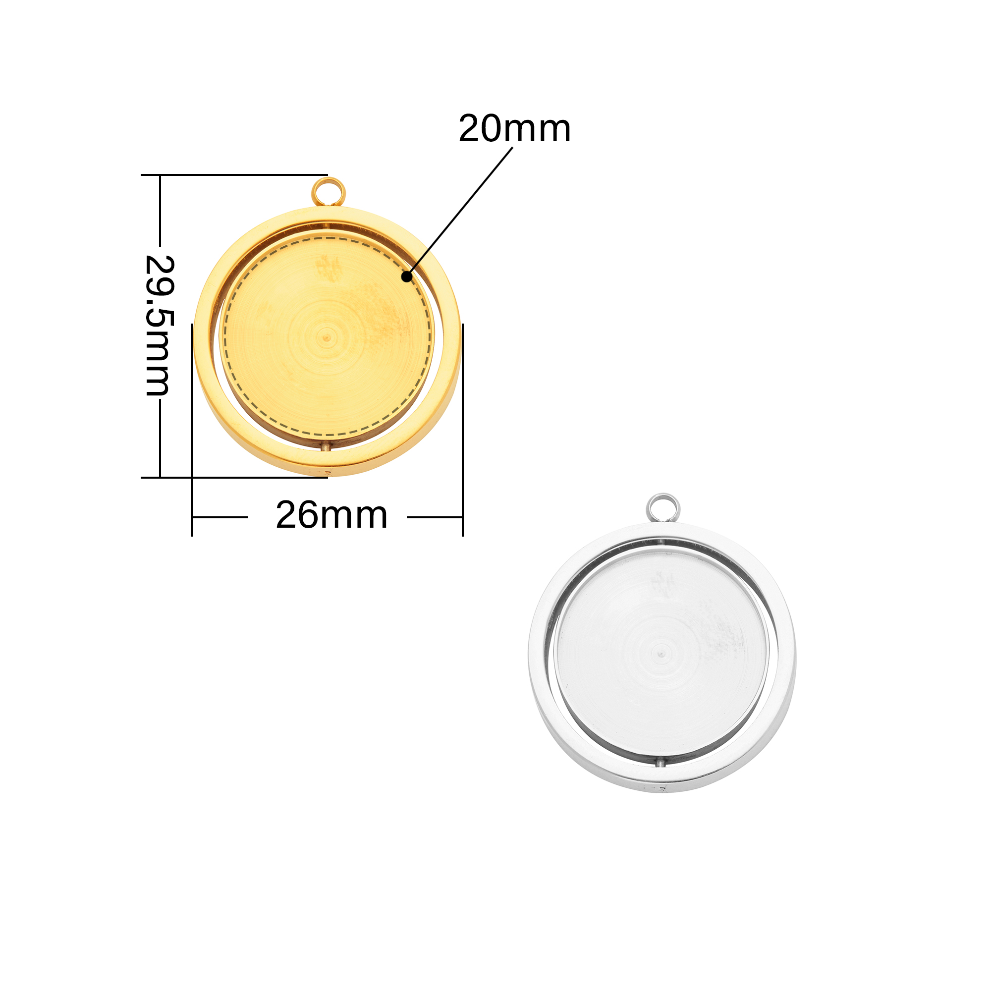 20MM Round Bezel Keepsake Breast Milk Resin Pendant Settings,Stainless Steel Rotatable Pendant Charm,DIY Pendant Supplies 1411474 - Click Image to Close