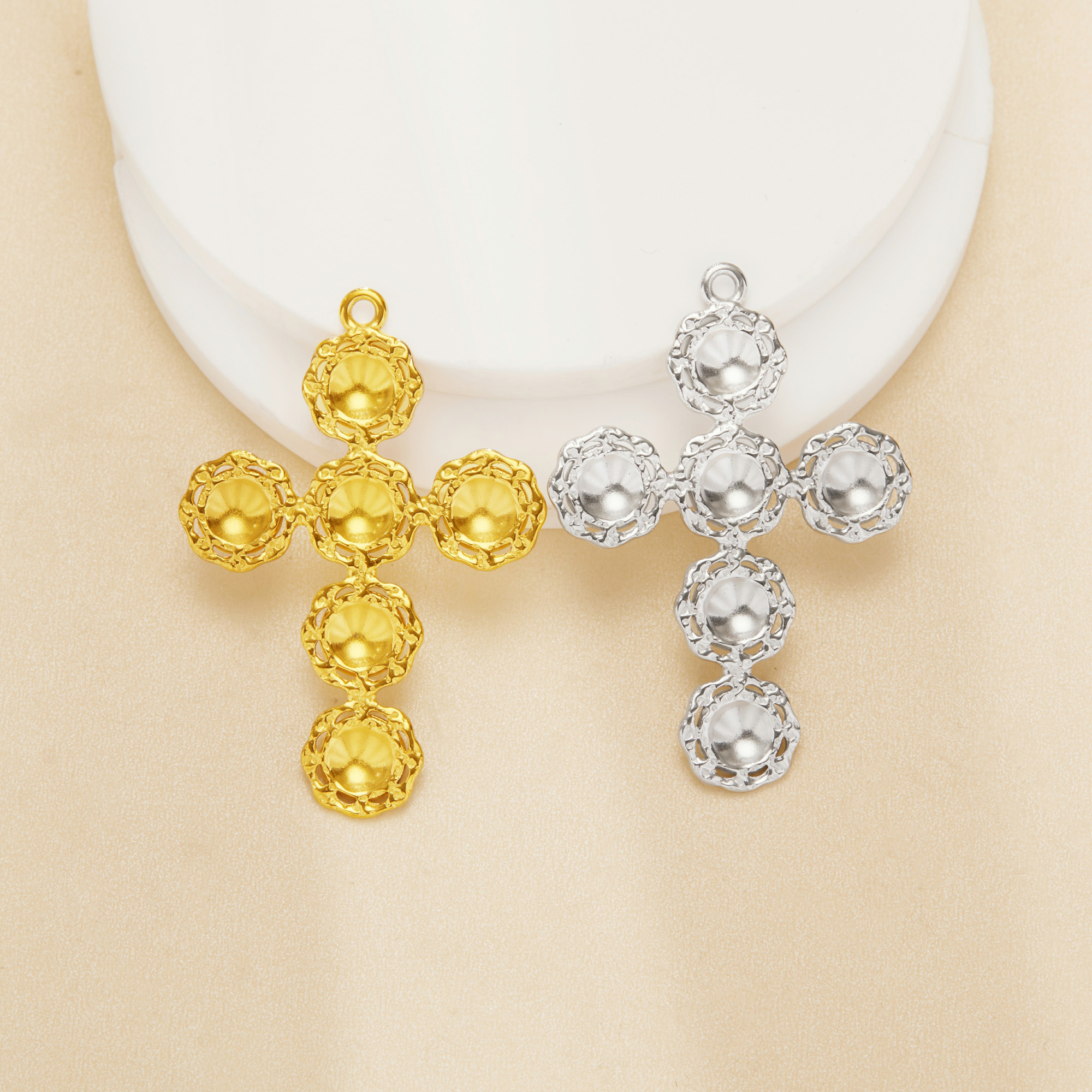 6 Stones Keepsake Breast Milk Resin Round Bezel Cross Pendant Settings,Stainless Steel Yellow Gold Silver Cross Pendant,DIY Pendant Blank 1411476 - Click Image to Close