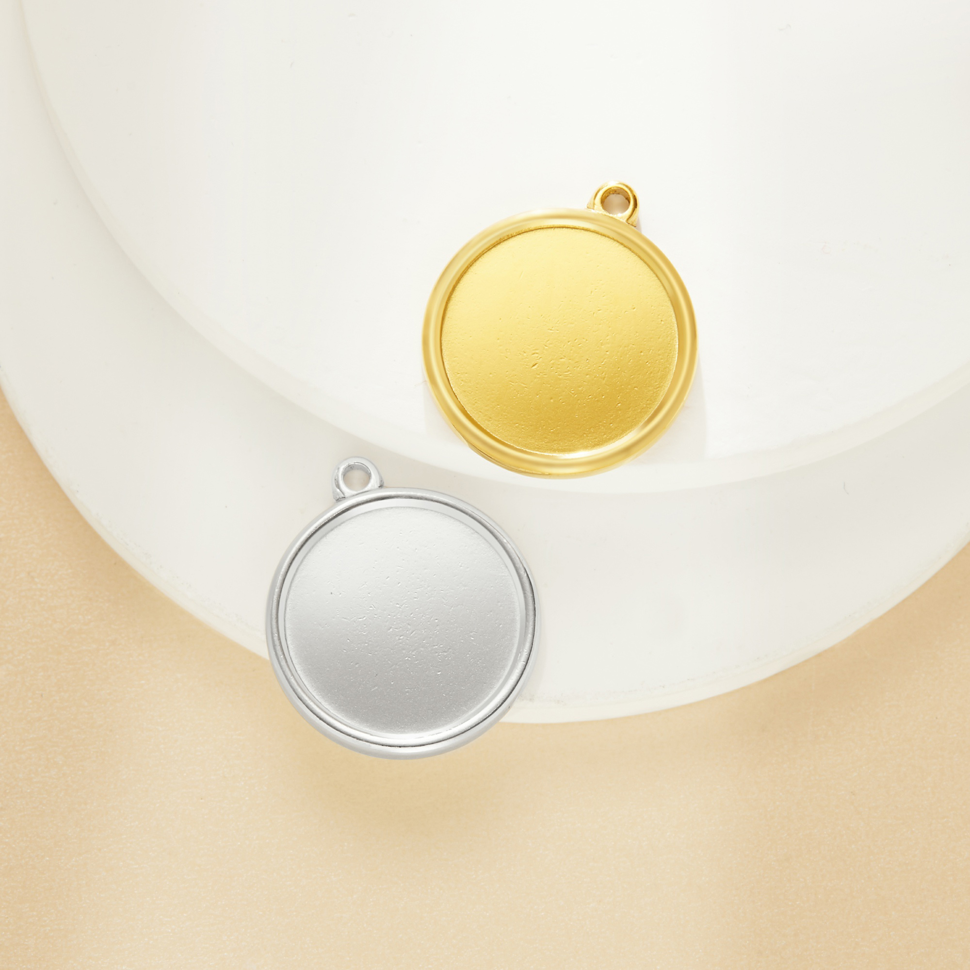 Keepsake Breast Milk Resin Round Bezel Pendant Settings,Minimalist Stainless Steel Round Pendant Charm,DIY Pendant Blank Supplies 1411478