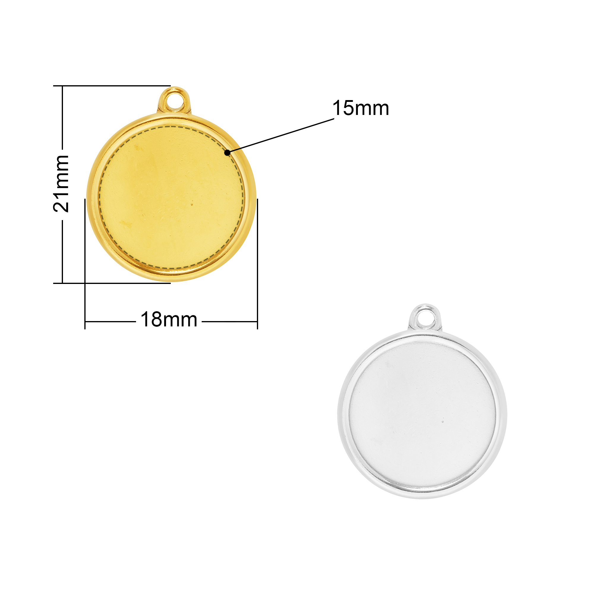 Keepsake Breast Milk Resin Round Bezel Pendant Settings,Minimalist Stainless Steel Round Pendant Charm,DIY Pendant Blank Supplies 1411478