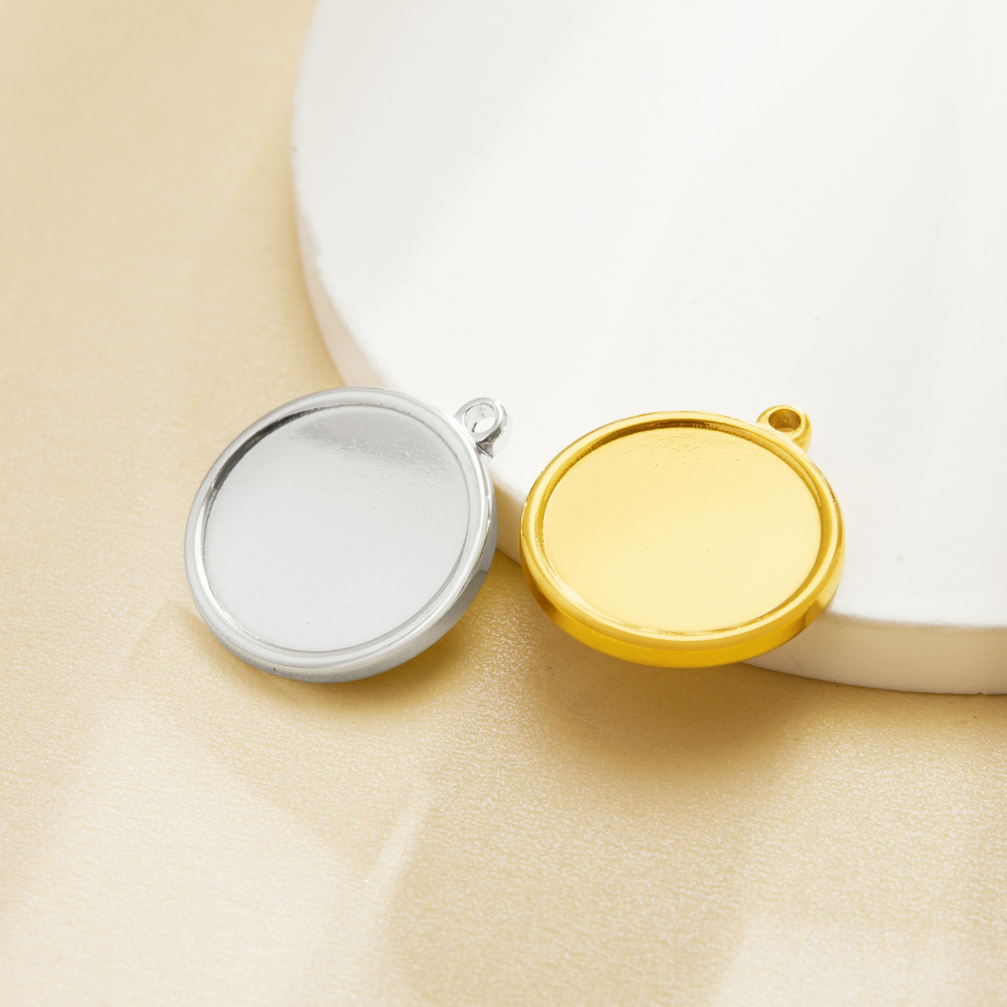 Keepsake Breast Milk Resin Round Bezel Pendant Settings,Minimalist Stainless Steel Round Pendant Charm,DIY Pendant Blank Supplies 1411478