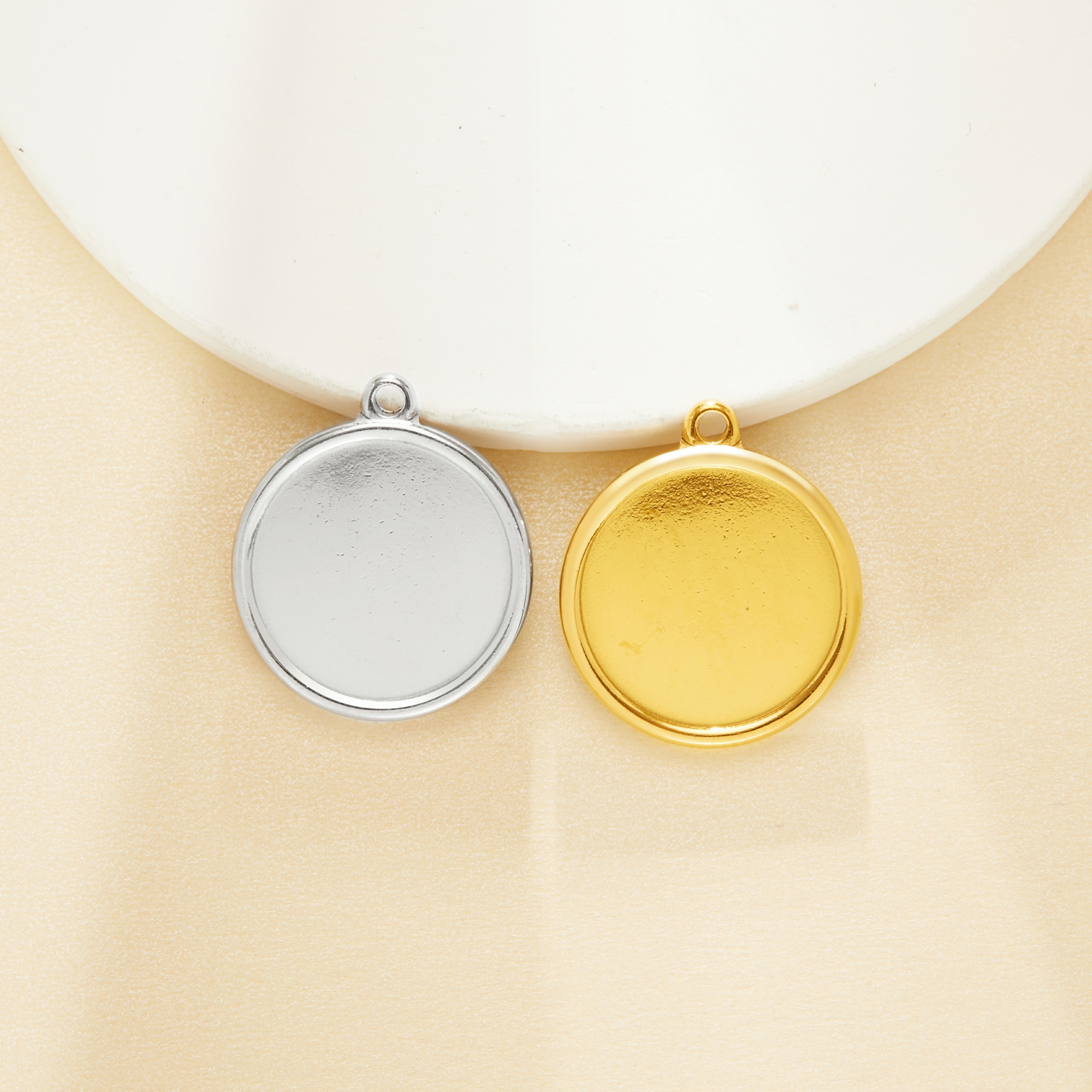 Keepsake Breast Milk Resin Round Bezel Pendant Settings,Minimalist Stainless Steel Round Pendant Charm,DIY Pendant Blank Supplies 1411478