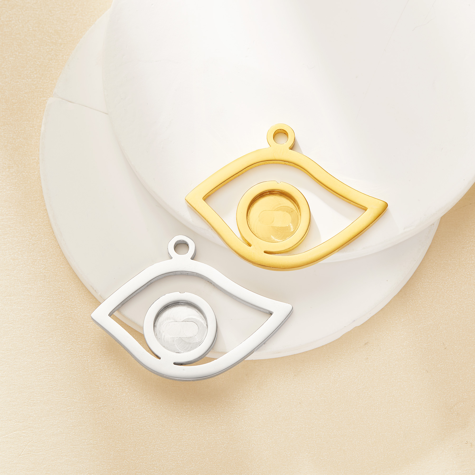 Keepsake Breast Milk Resin Round Bezel Pendant Settings,Eye Stainless Steel Pendant Charm,DIY Pendant Supplies 1411484