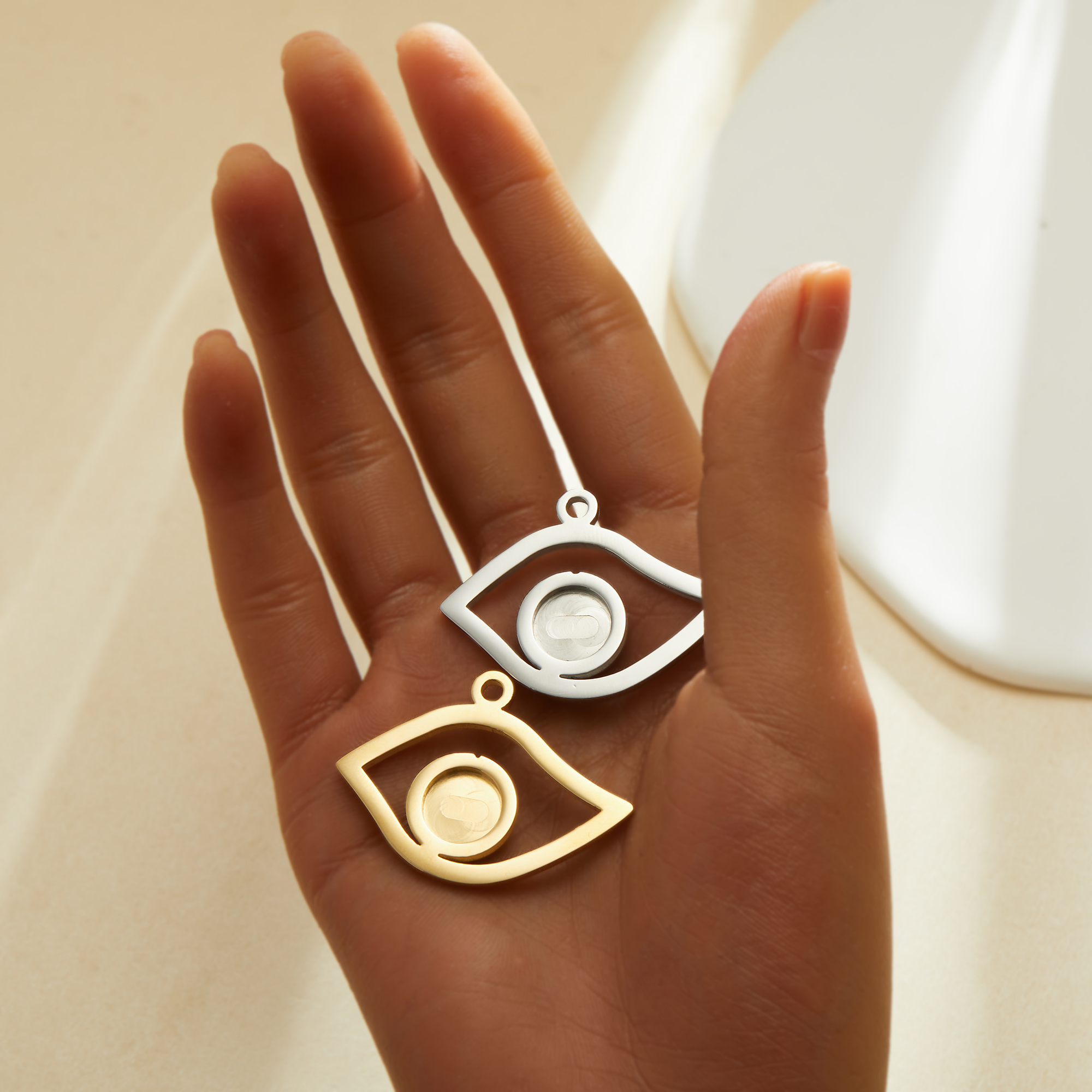 Keepsake Breast Milk Resin Round Bezel Pendant Settings,Eye Stainless Steel Pendant Charm,DIY Pendant Supplies 1411484