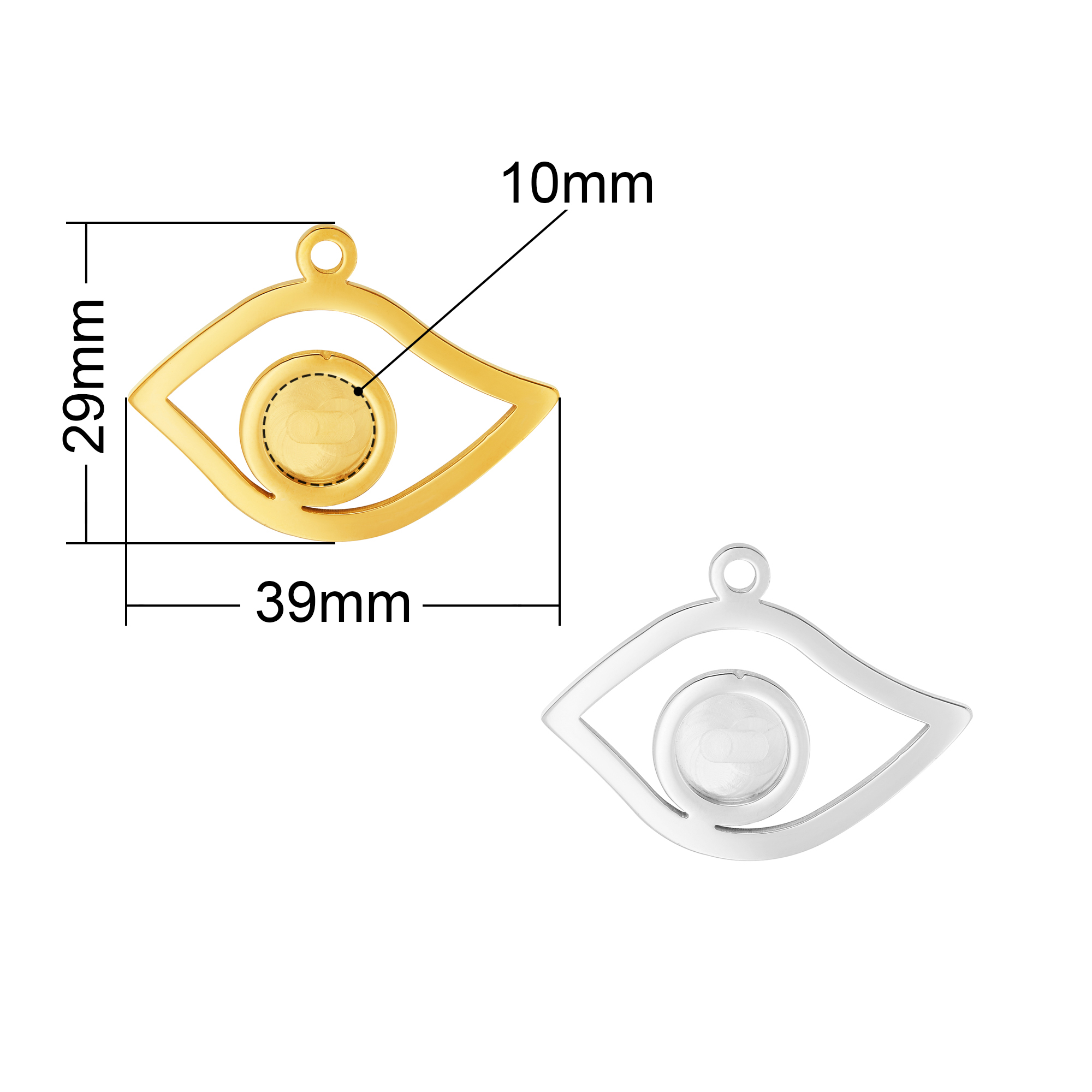 Keepsake Breast Milk Resin Round Bezel Pendant Settings,Eye Stainless Steel Pendant Charm,DIY Pendant Supplies 1411484